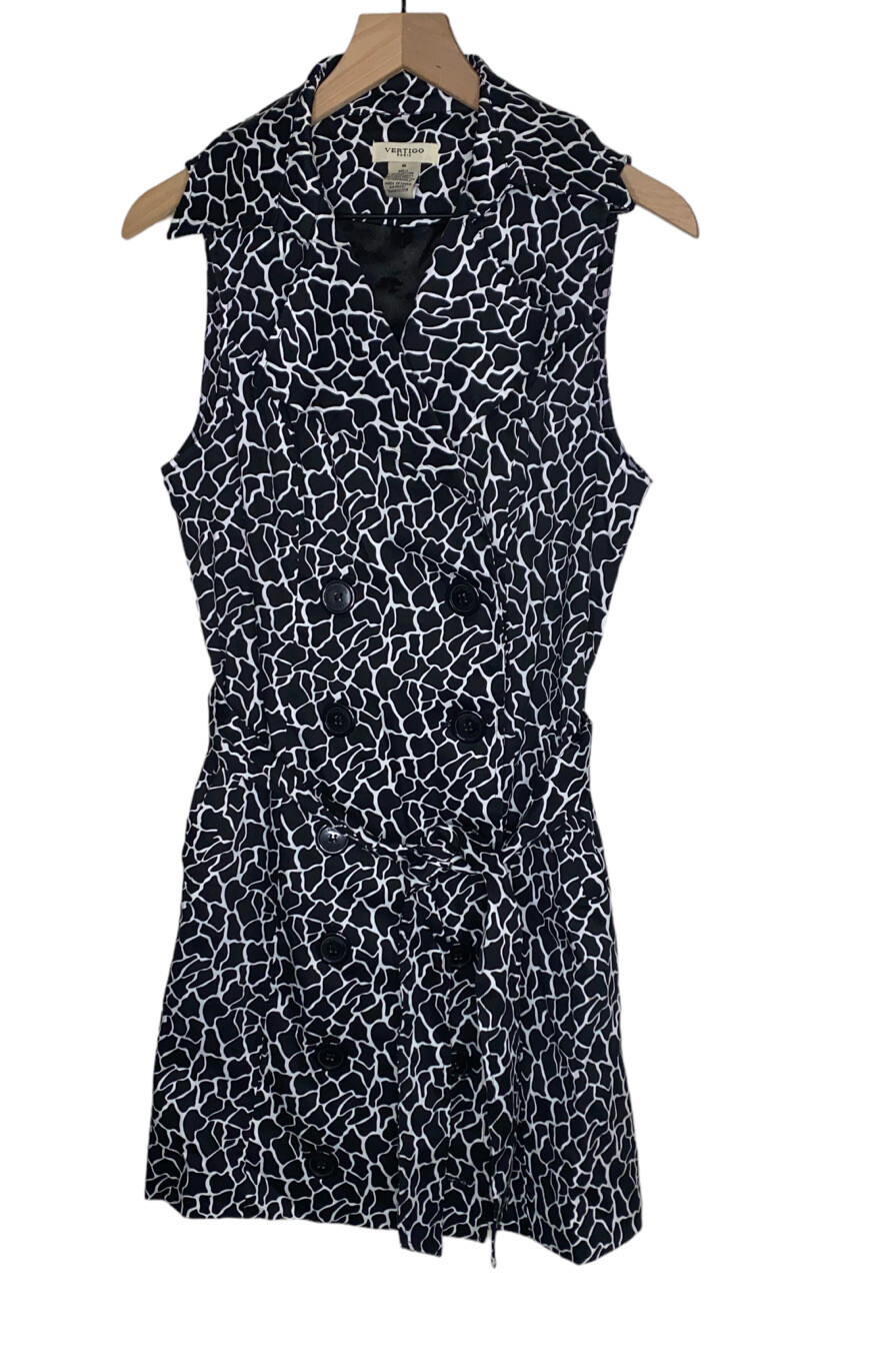 Vertigo Paris Black White Button Casual Collared Dress Size Medium