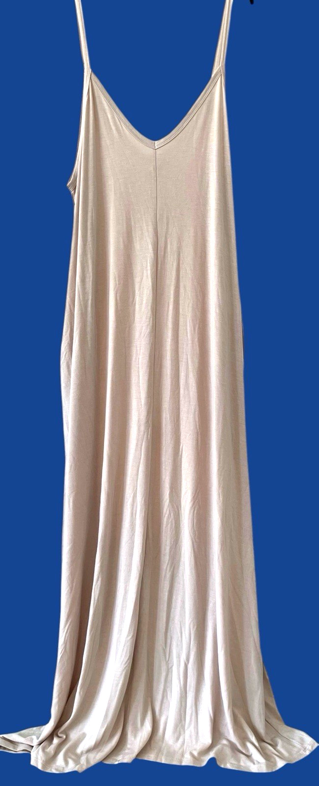 ZENANA NEW Women’s Blush-Beige Maxi Adjustable Straps Dress Stretch Pockets 2X
