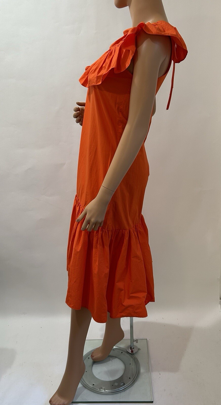 WHIT TWO Flouncy Ruffled Madi Dress size Medium Anthropologie Rich Orange