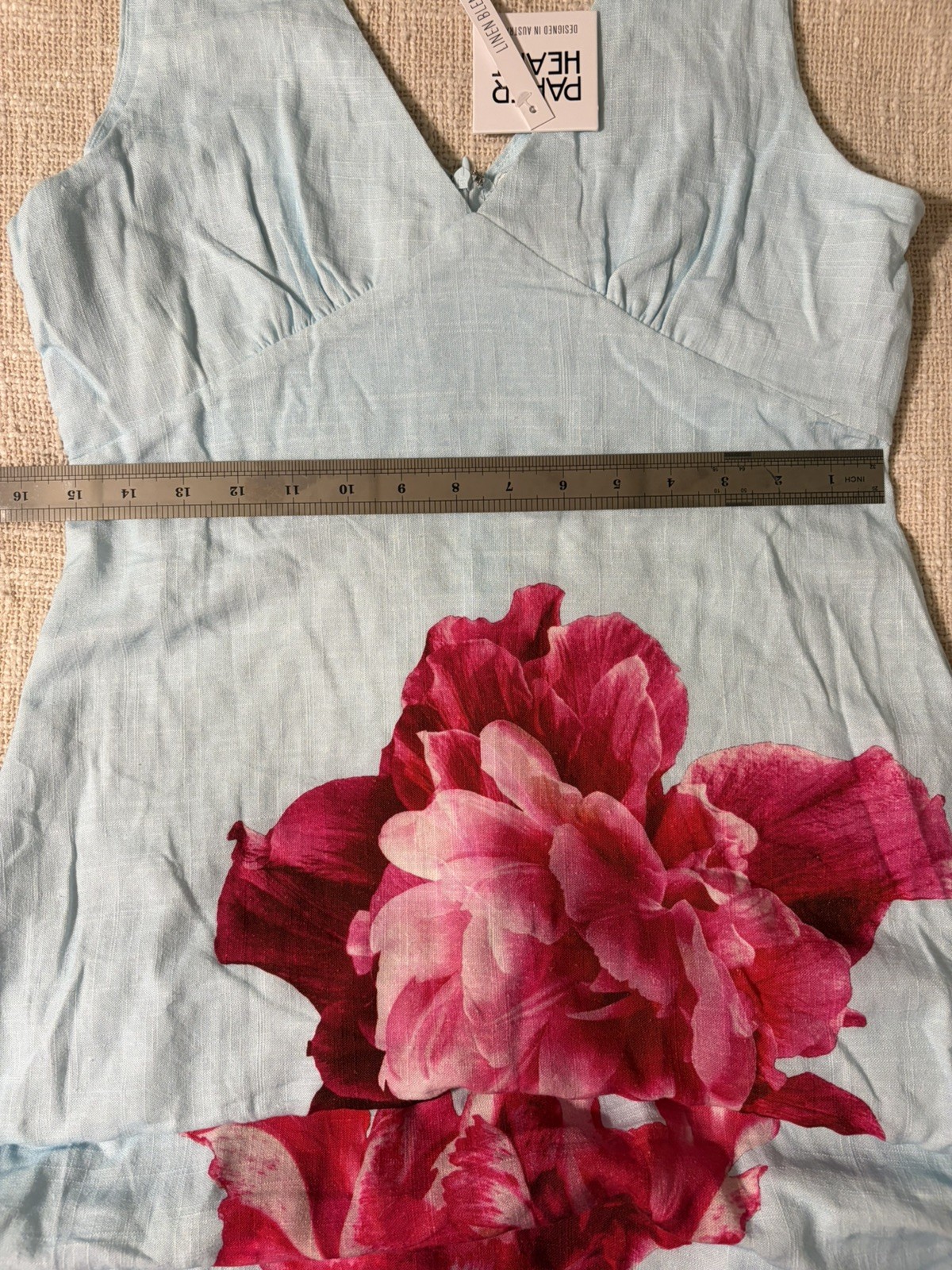NWT Paper Heart Linen Blend Blue Pink Floral Maxi Sleeveless Dress Size M