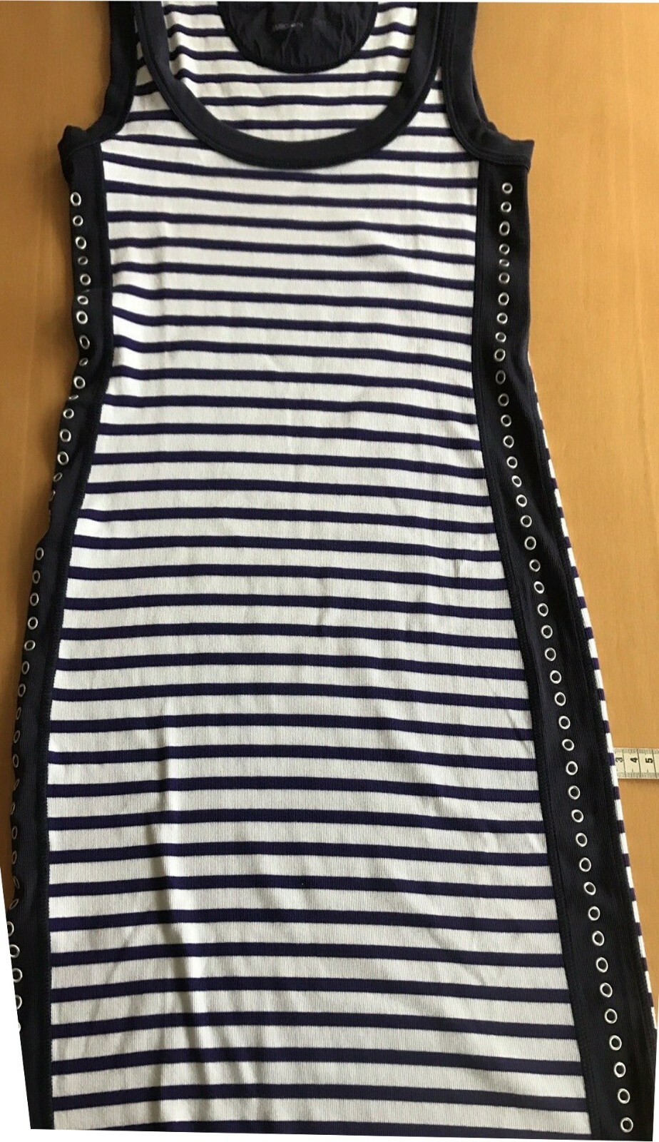 Summer Dress N5 Purple White Stripe Studded MARC CAIN Gallon Stripe 42 NAUTICAL