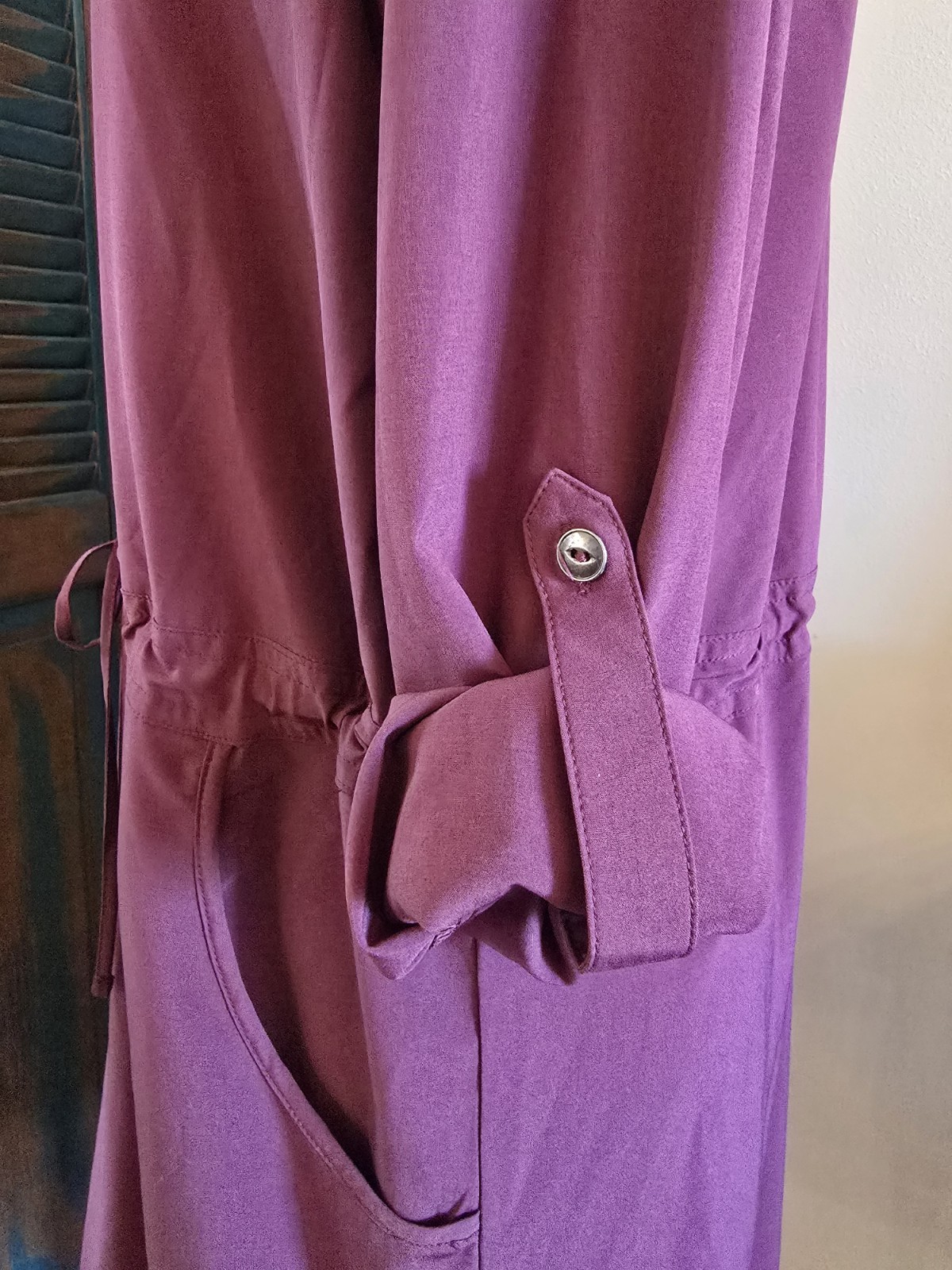 Orvis Pack & Go UPF 50 Drawstring Roll Tab Slv Dress M Stretch Travel Wicking
