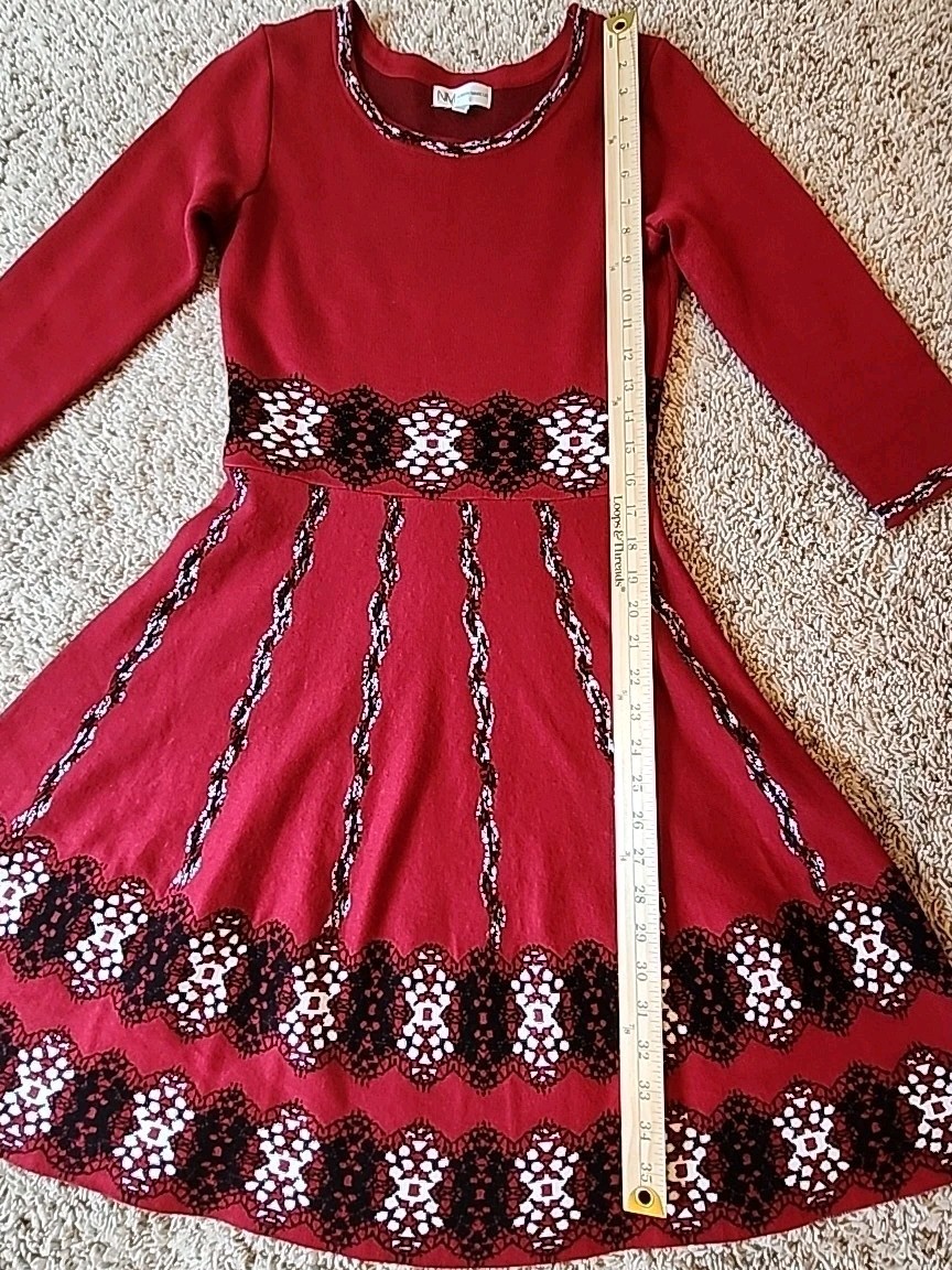 Neiman Marcus Dress Size M Fit And Flare Fair Isle Holiday Party Cocktail