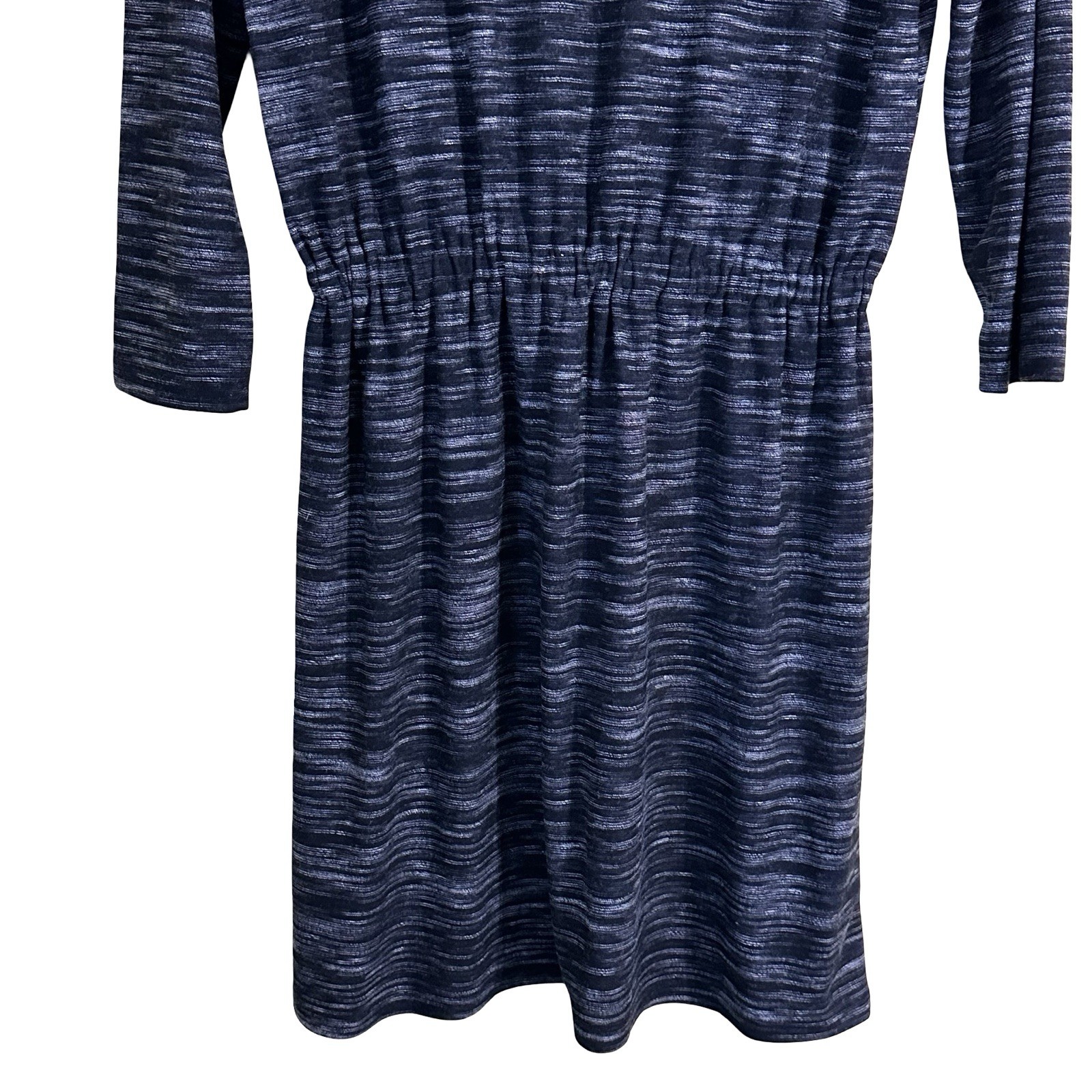 Loft NWT Black & Gray Marled 3/4 Sleeve Scoop Neck Tie Waist Knit Dress Sz Small