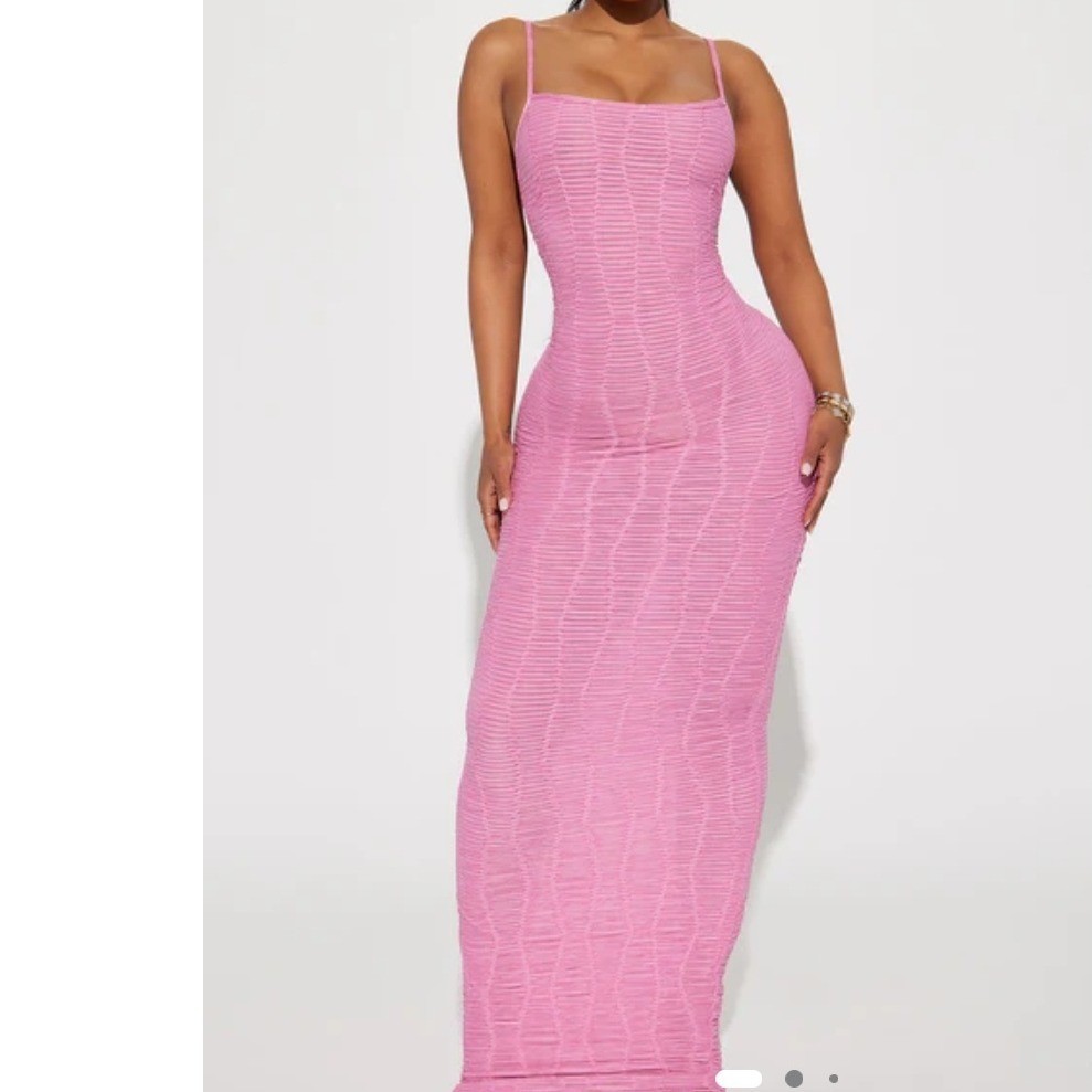 NWT Fashion Nova Ari Textured Maxi Dress Pink Ruched Bodycon Size Medium