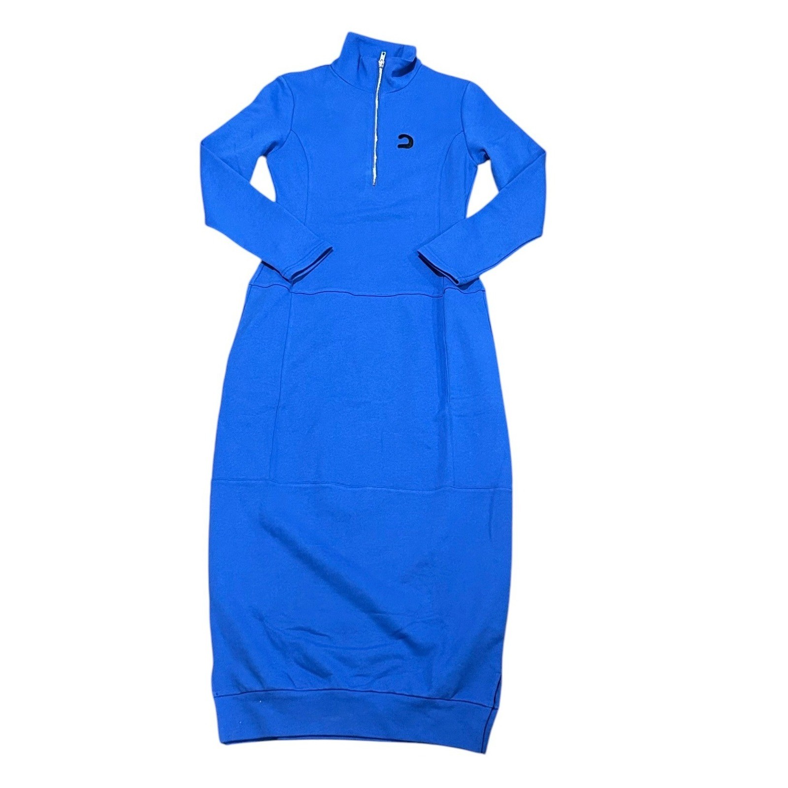Modesees Sports Cotton Blend Half-high Collar Zipper Loose Maxi Dress MDA3197G9Y