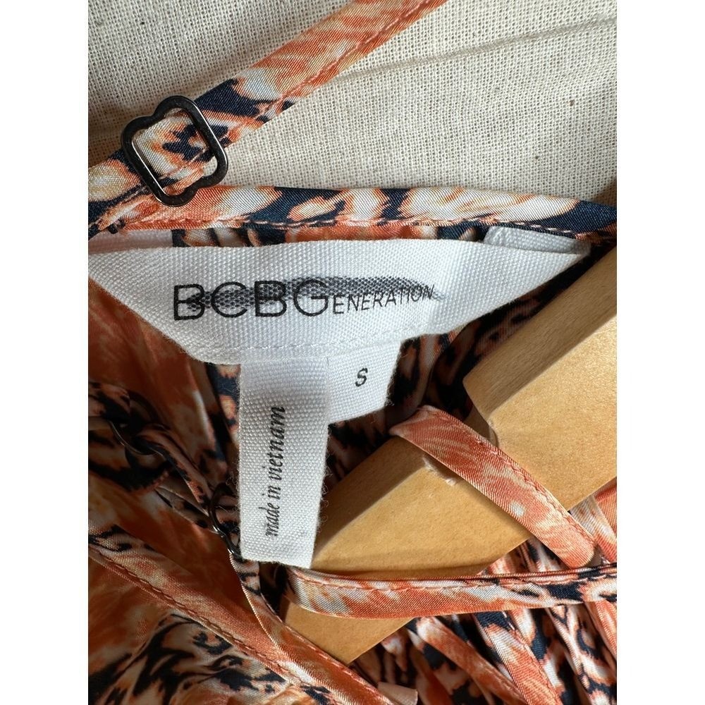 BCBGeneration Geometric Pleated Mini Dress Size Small Orange