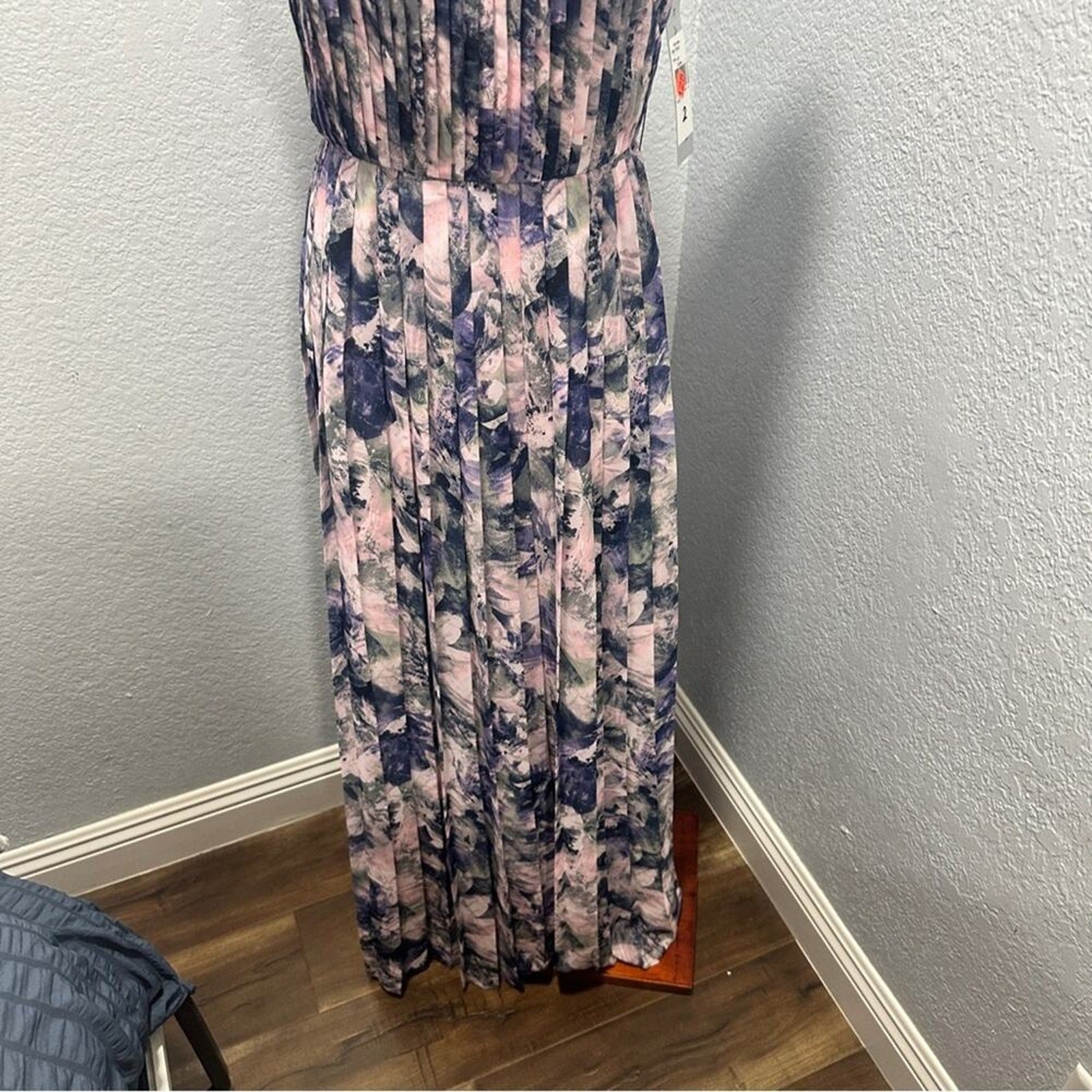 Kay Unger Luisa Floral Pleated Gown Size 2 Watercolor Chiffon Formal Dress NWT