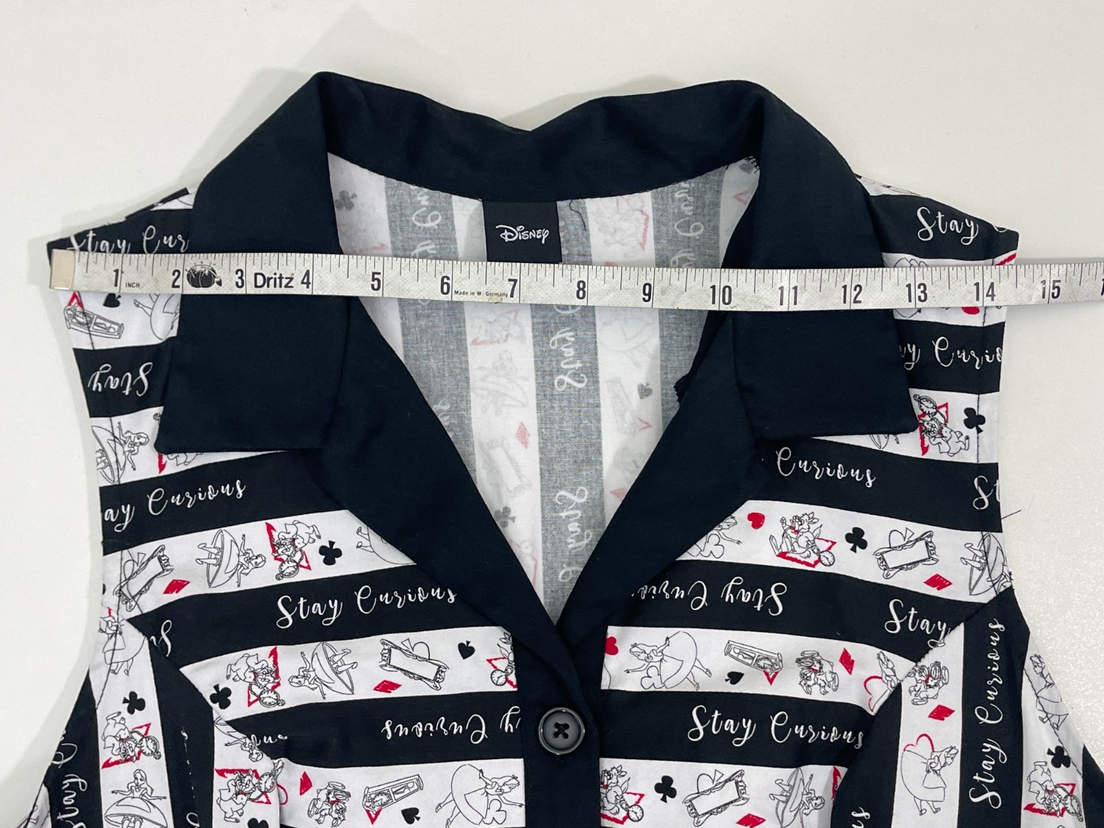 Hot Topic Disney Alice In Wonderland Stay Curious Collared Flare Shirt Dress L