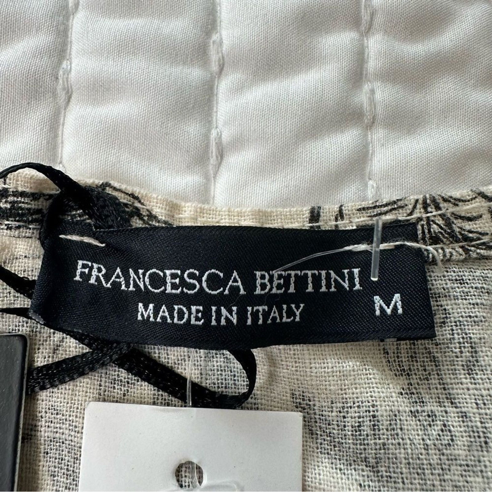 FRANCESCA BETTINI Elegant Print Black & Cream Patterned Mini Dress With Pocket M