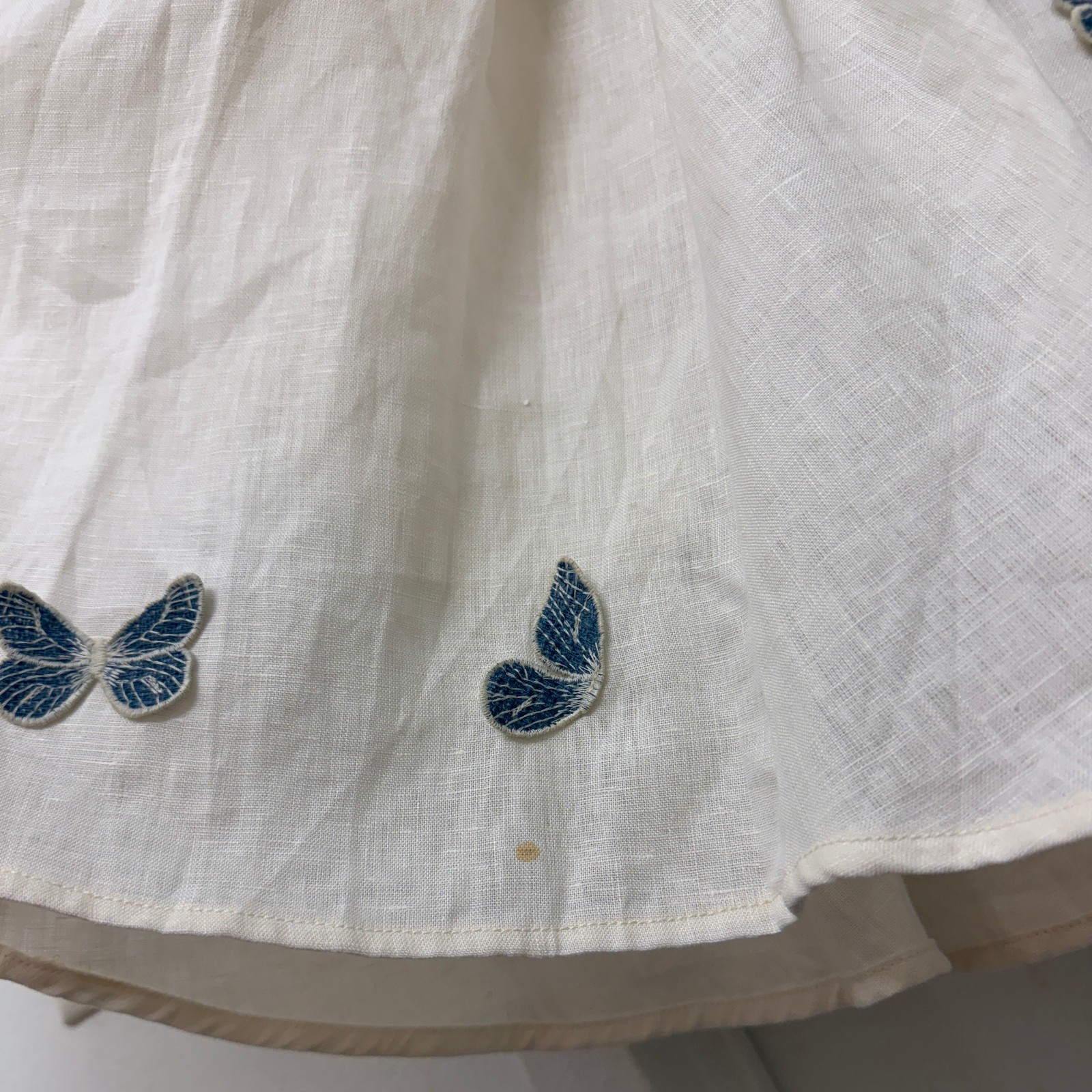 Agua Bendita Pluma Lymanopoda Butterfly Embroidered Mini Dress White Moth L