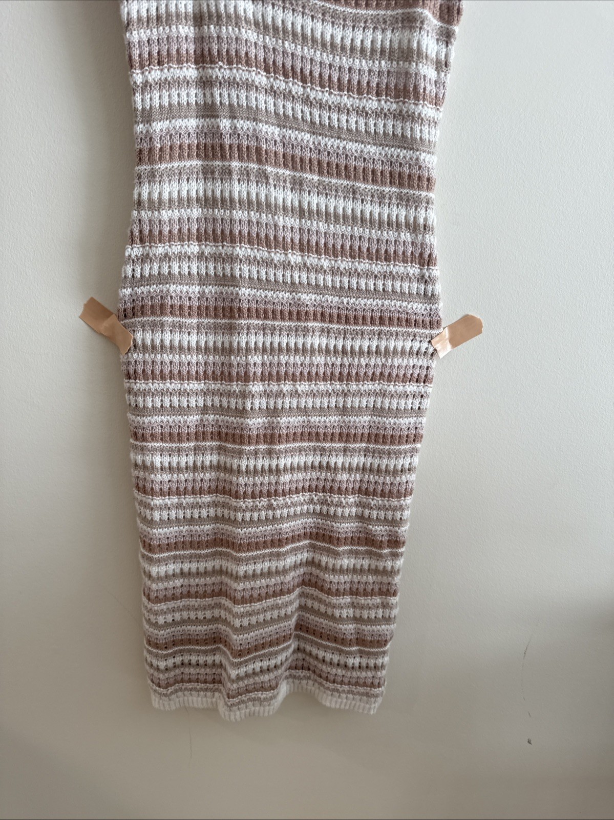 Olive + Oak Striped Knit Midi Tank Dress XS Acrylic Polyester Brown Pink