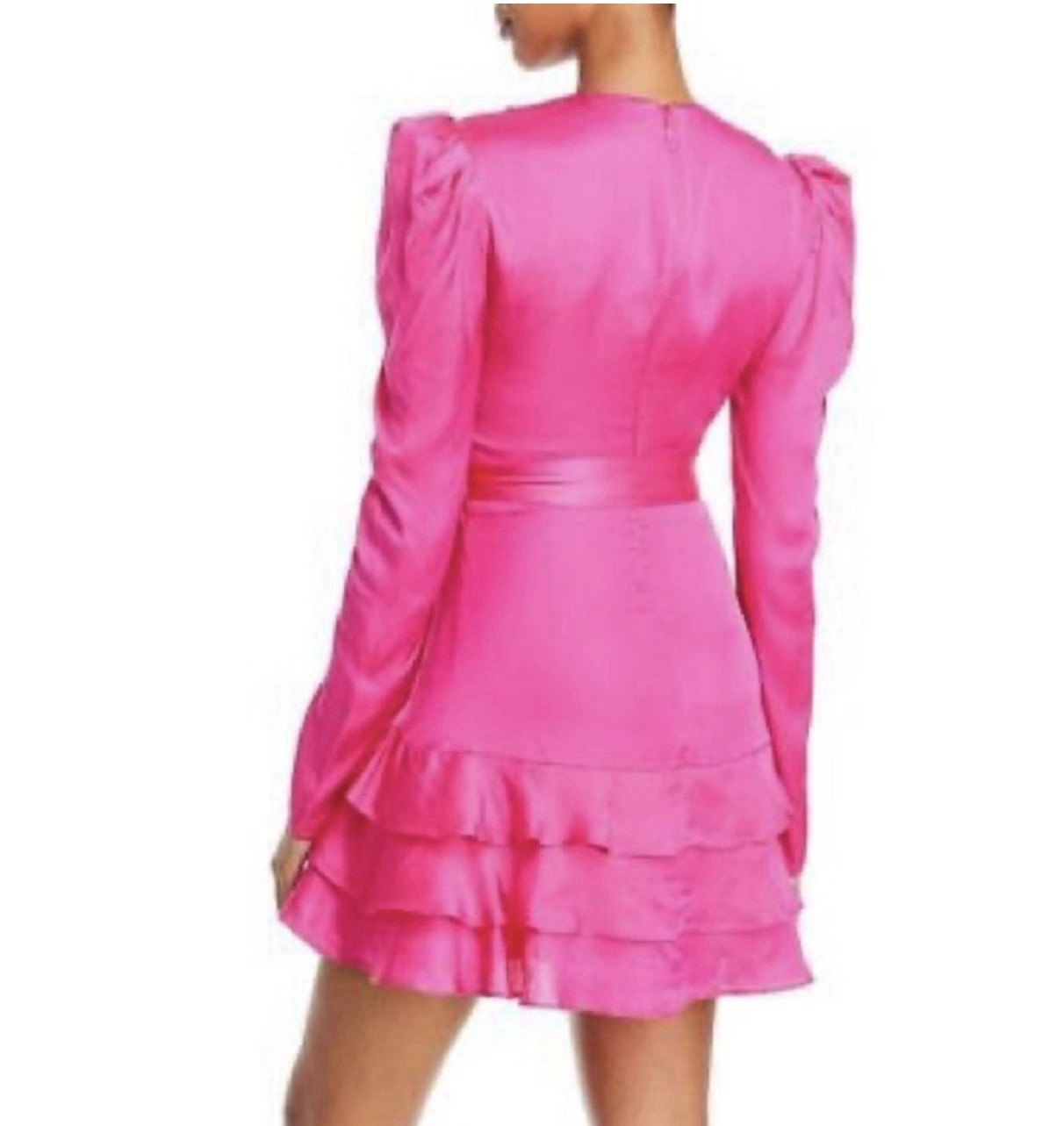 Bardot Winona Ruffled Faux Wrap Cocktail Mini Dress Hot Pink SZ S
