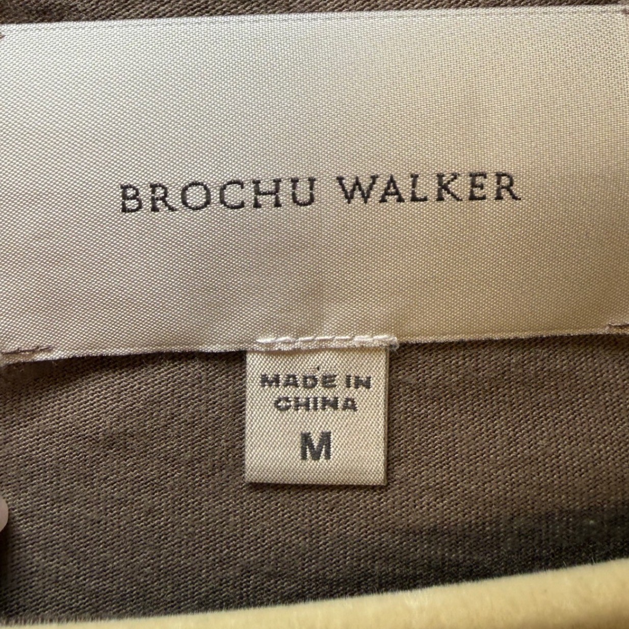 Brochu Walker Long Sleeve Draped Cotton Modal Jersey Midi Dress Light Brown M