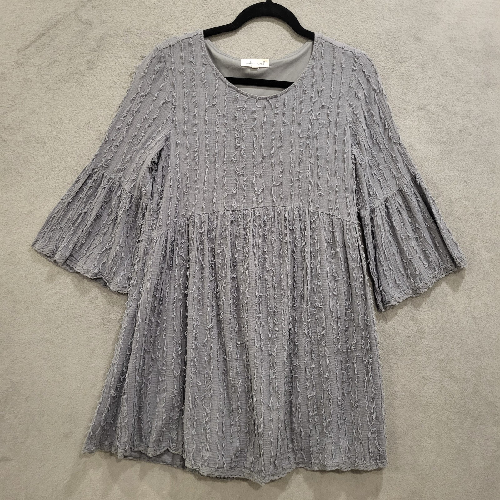Indigo Soul Babydoll Dress Women’s Small Fairy Bell Sleeve Boho Cottagecore