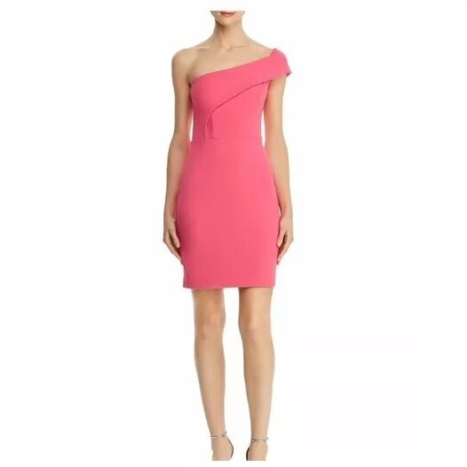 Aqua Womens 10 Hot Pink One Shoulder Sheath Mini Dress NWT CY63