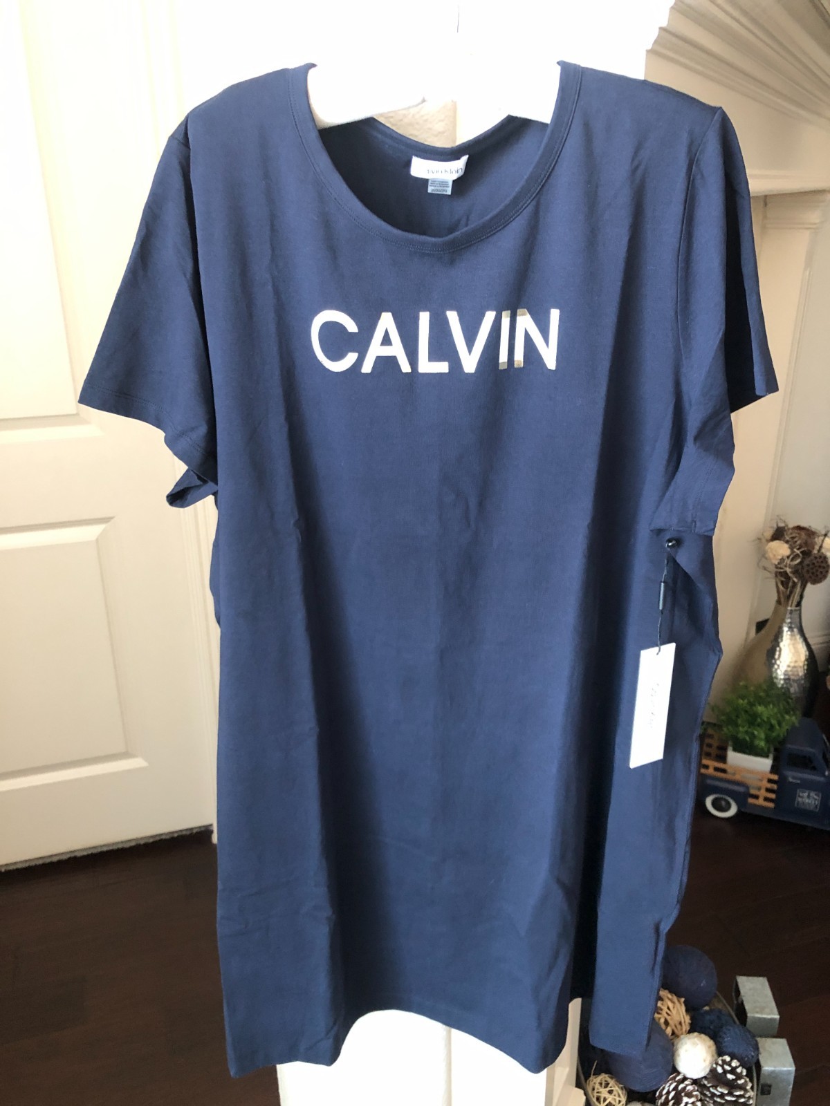 NWT Calvin Klein Navy Blue Short Sleeve Dress – Size 2X – $59