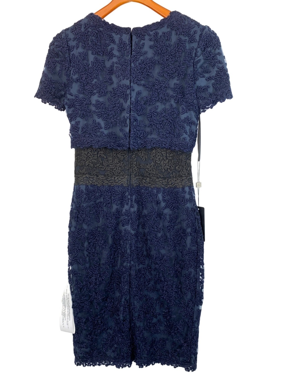 NWT Tadashi Shoji Mesh Lacy Overlay Pencil Dress Size 6 S Stretch RDD10676