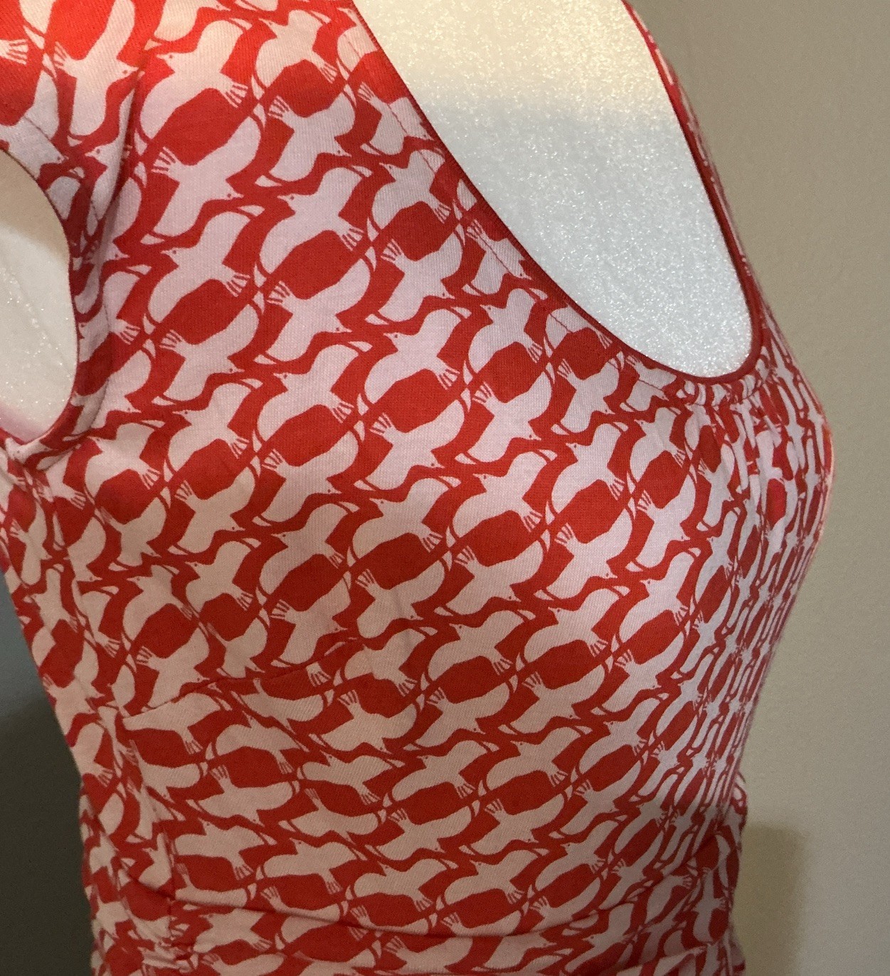 Boden Size 4 Petite Margot White Dove Bird Print Jersey Dress Scoop Neck