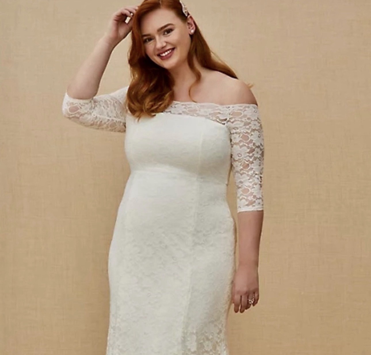 Torrid NWT Ivory Lace Off Shoulder Fit & Flare Wedding Dress Size 20 Maxi Gown