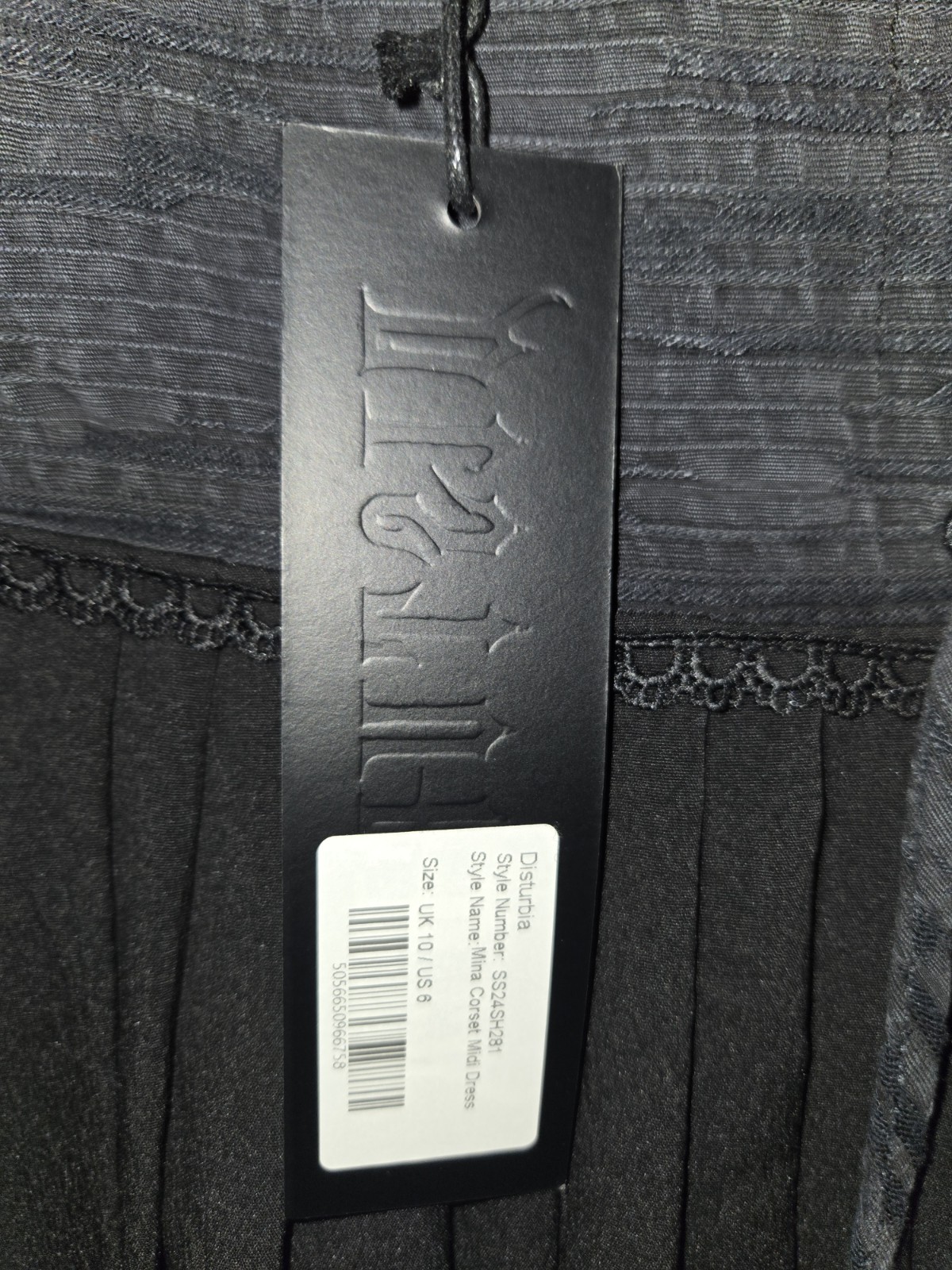 Disturbia Long Sleeve Mina Corset Midi Dress BLACK size 6 US size 10 UK New