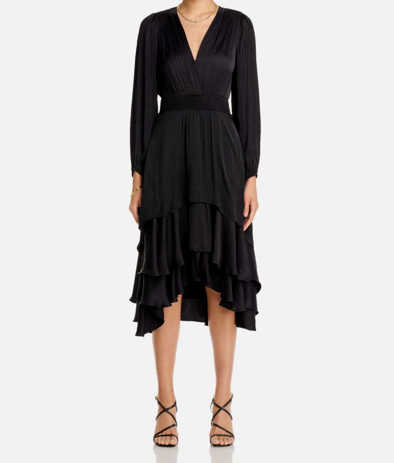 Steve Madden Women’s Black Surplice Bracelet Sleeve Asymmetric Bei Dress Size XS