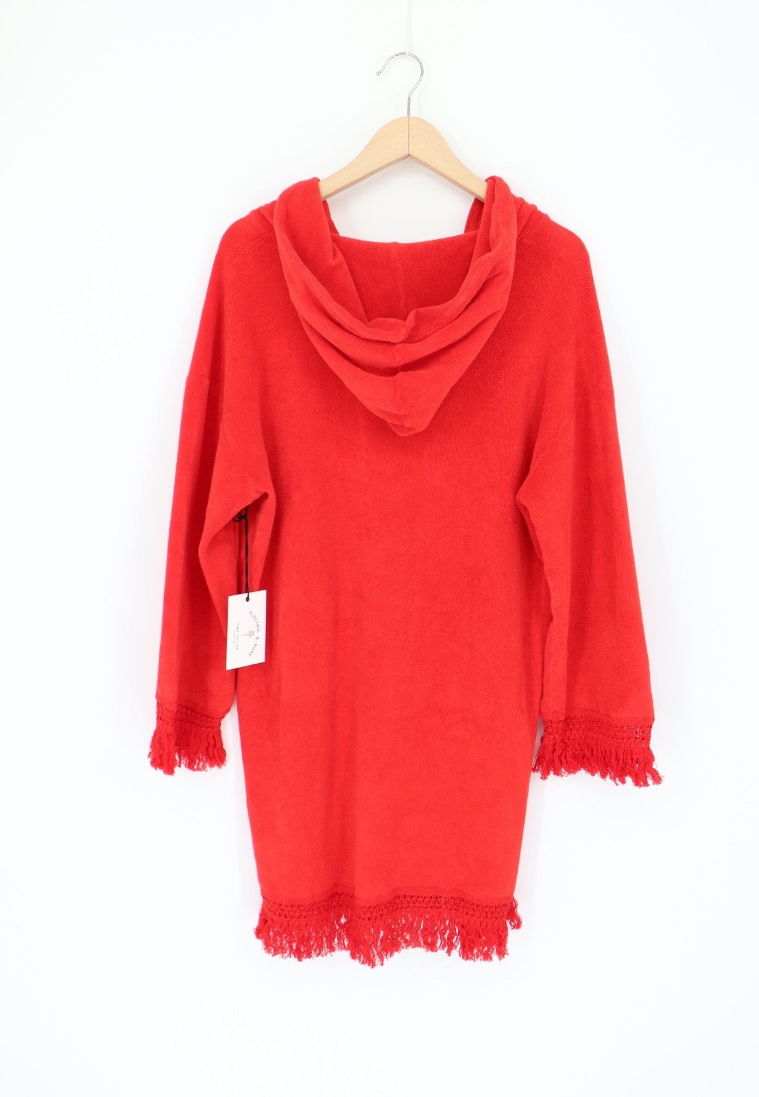 ELECTRIC & ROSE Beach Poncho Fringe Mini Shift Dress Chill S $228 A1 8