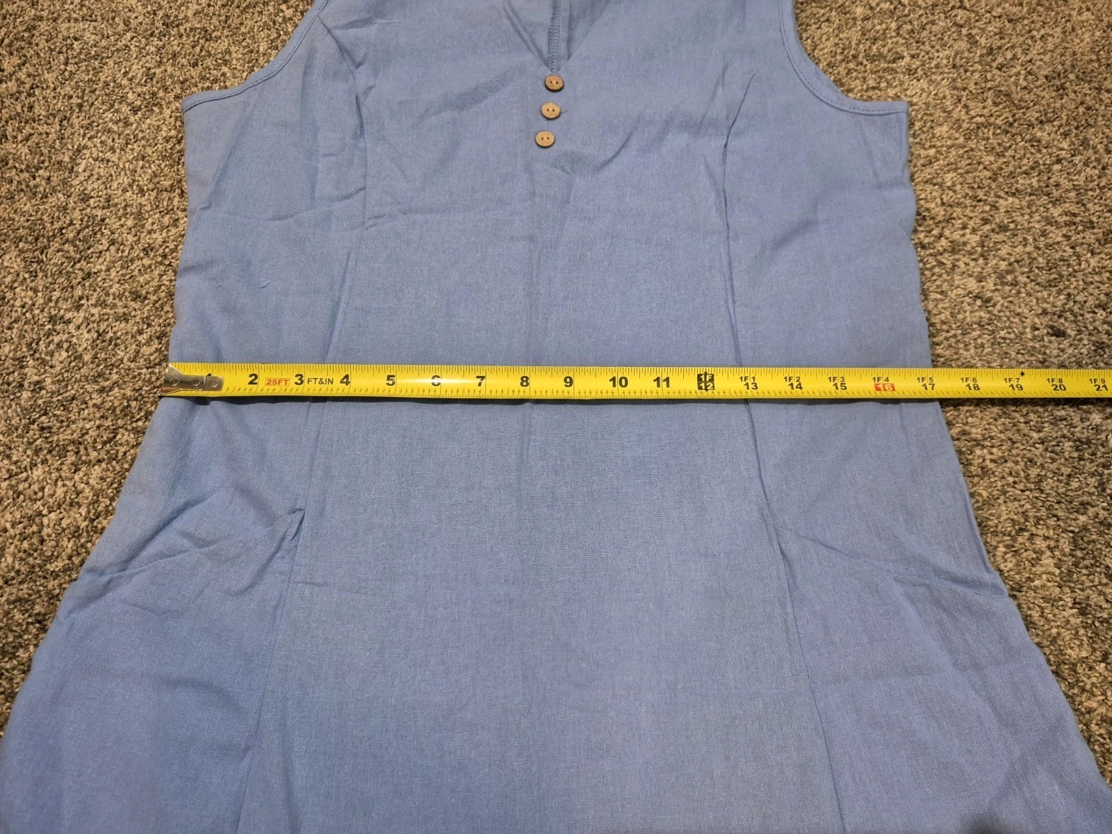 Women’s Small Periwinkle Blue Sleeveless Midi Dress V-Neck Pockets