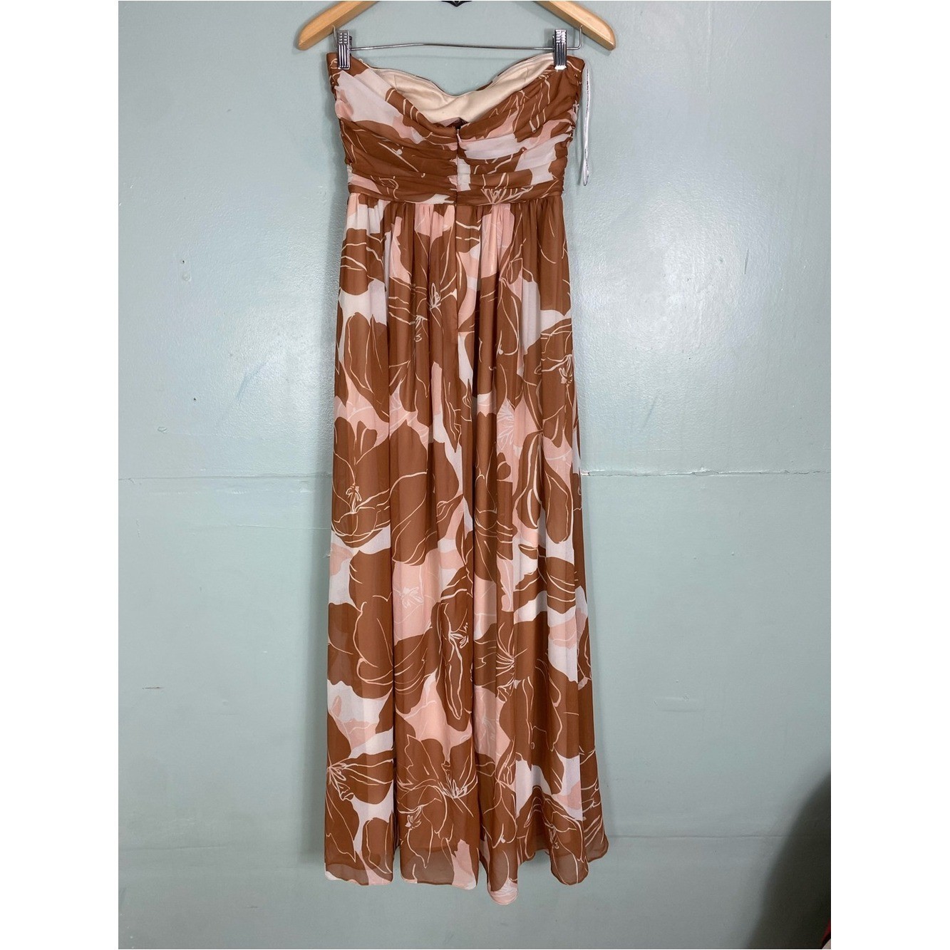 Katie May Adele Strapless Gown Brown Floral Cut Out Small