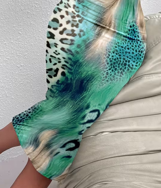 NEW Large. Sexy Intoxicating Abstract Leopard Aqua Green Camisole Midi Dress.