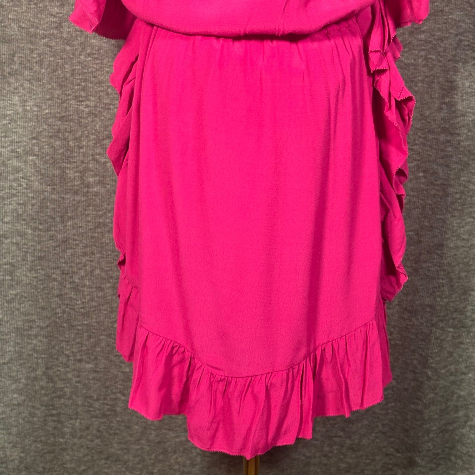 IRO Zestful Fuchsia Pink Lace Ruffle Mini Dress Size EU 38 US 6