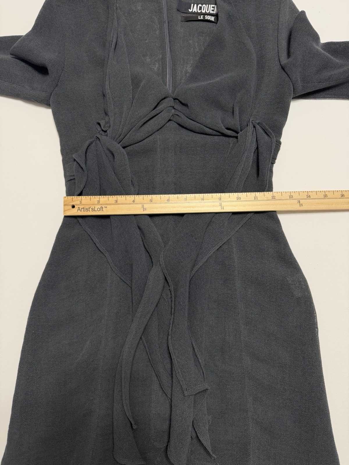 Jacquemus Le Souk Mini Dress Women’s Size 34 Charcoal Gray Polyester Wool Blend