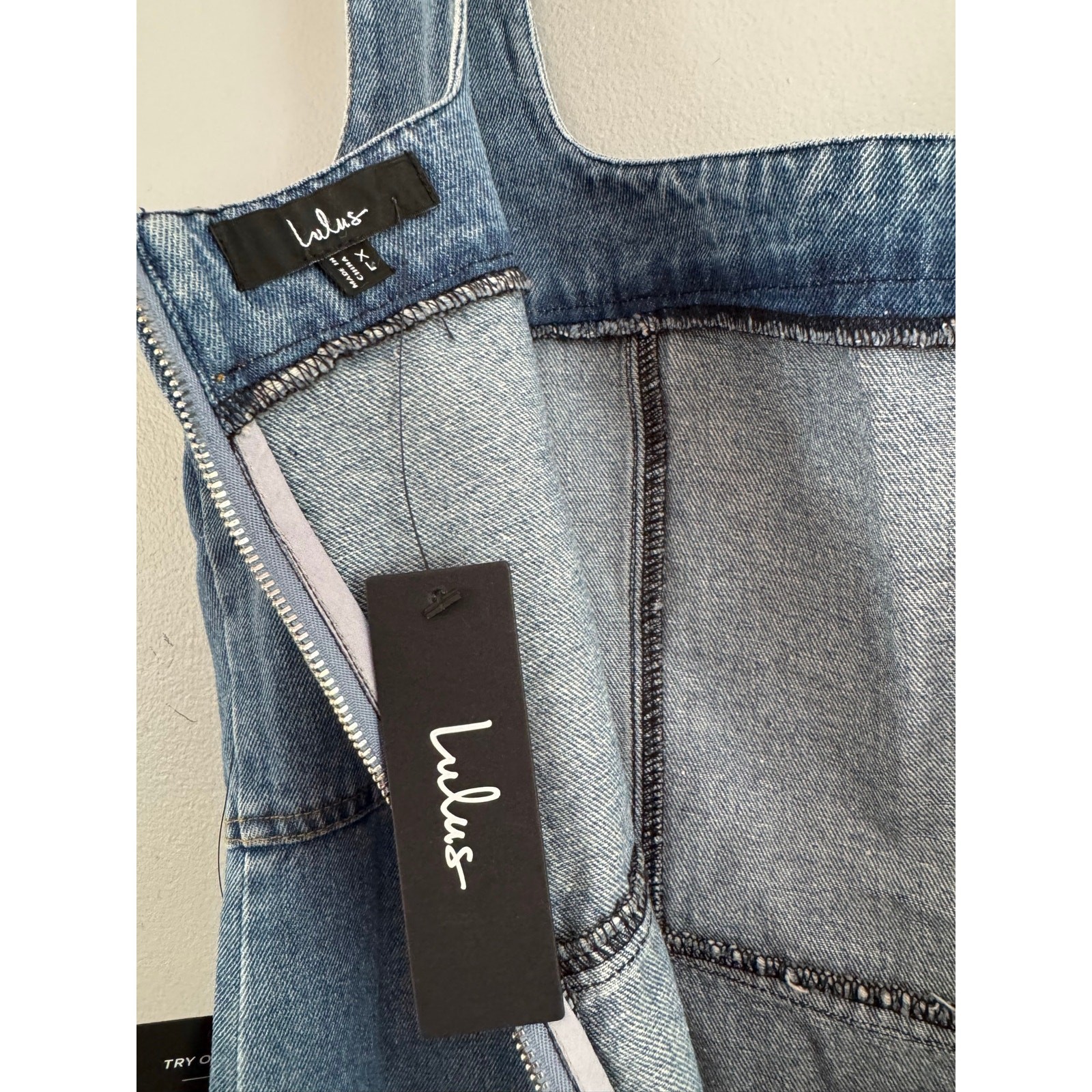 NWT Lulus So Delighted Medium Wash Denim Corset Seam Mini Dress Size XL
