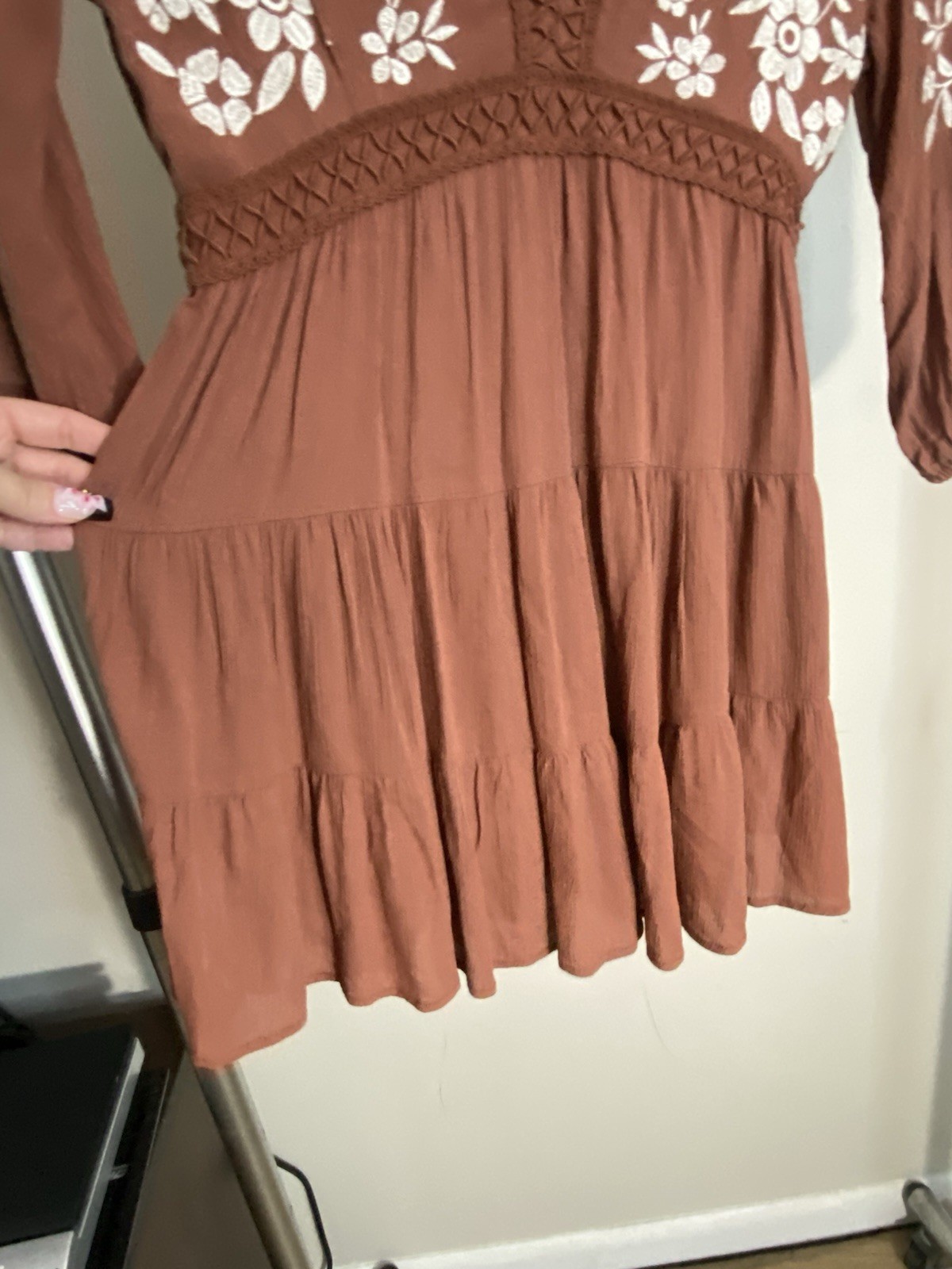 Boho Cottagecore dress, embroidered western inspired mini dress