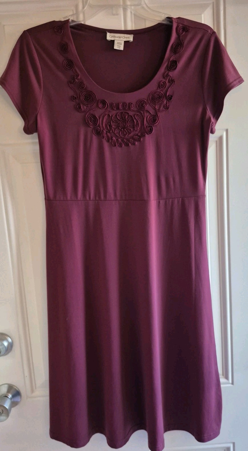 COLDWATER CREEK Dress – PXS – Scoop Neck, Short Slvs, Waist Seam, A-Line