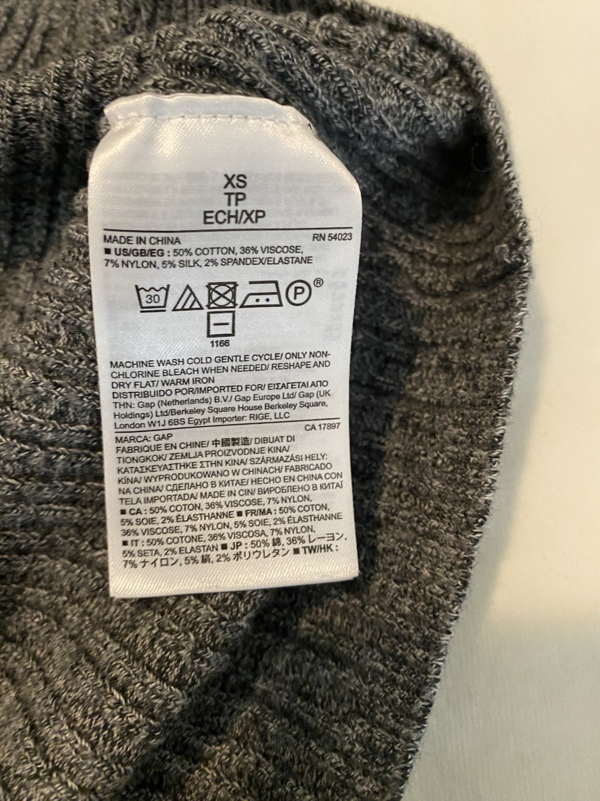 Gap Grey Marbled Bodycon Stretchy Dress Cotton Blend XS/S