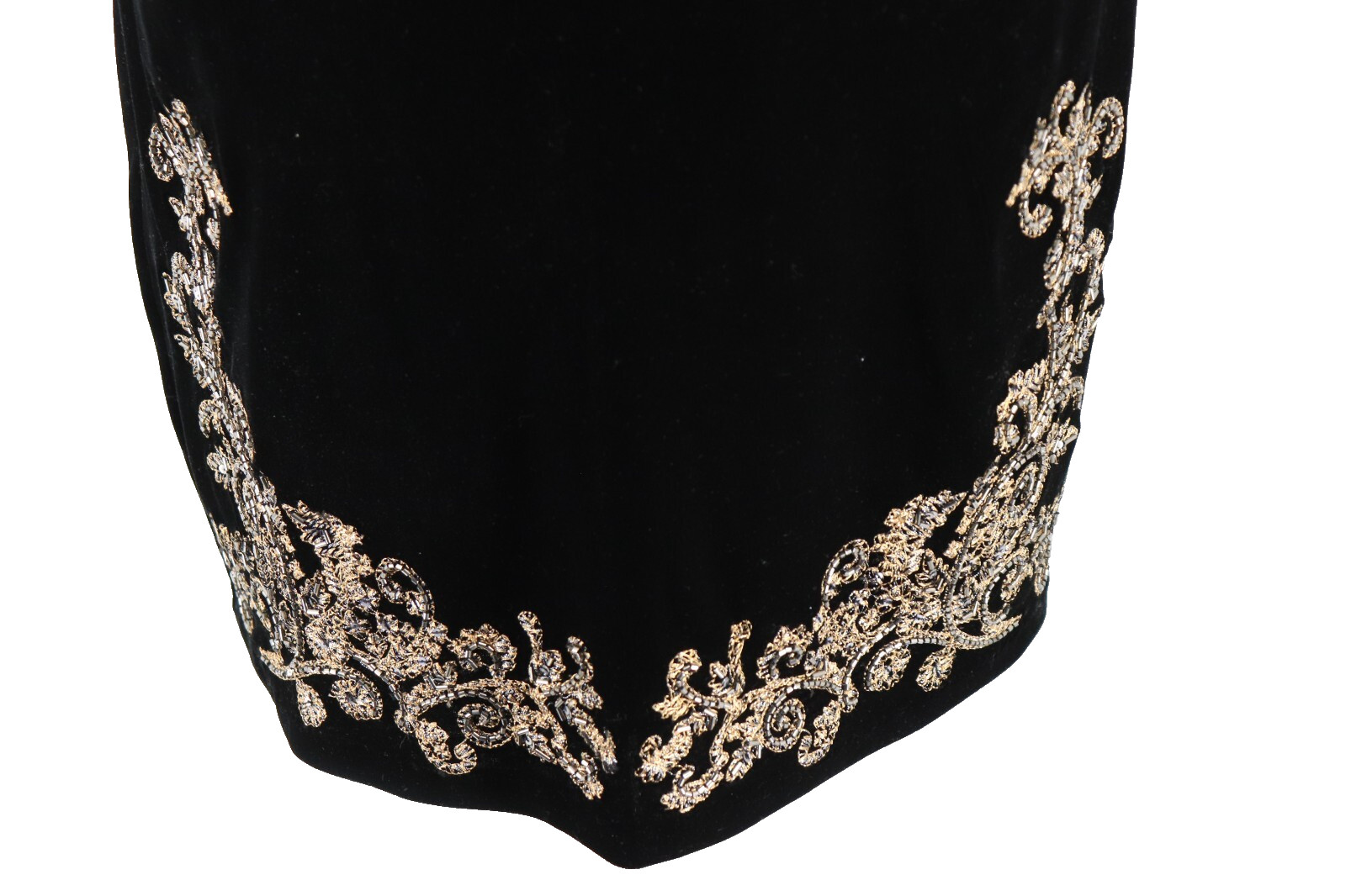 WHBM Cocktail Dress Size Small Black Velvet Beaded Sequins Embroidered Event New