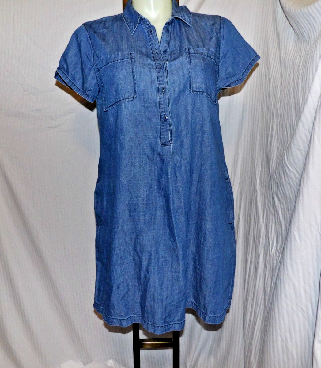 MAISON JULES Women’s Blue Denim Collared Short Sleeve Dress Size XL
