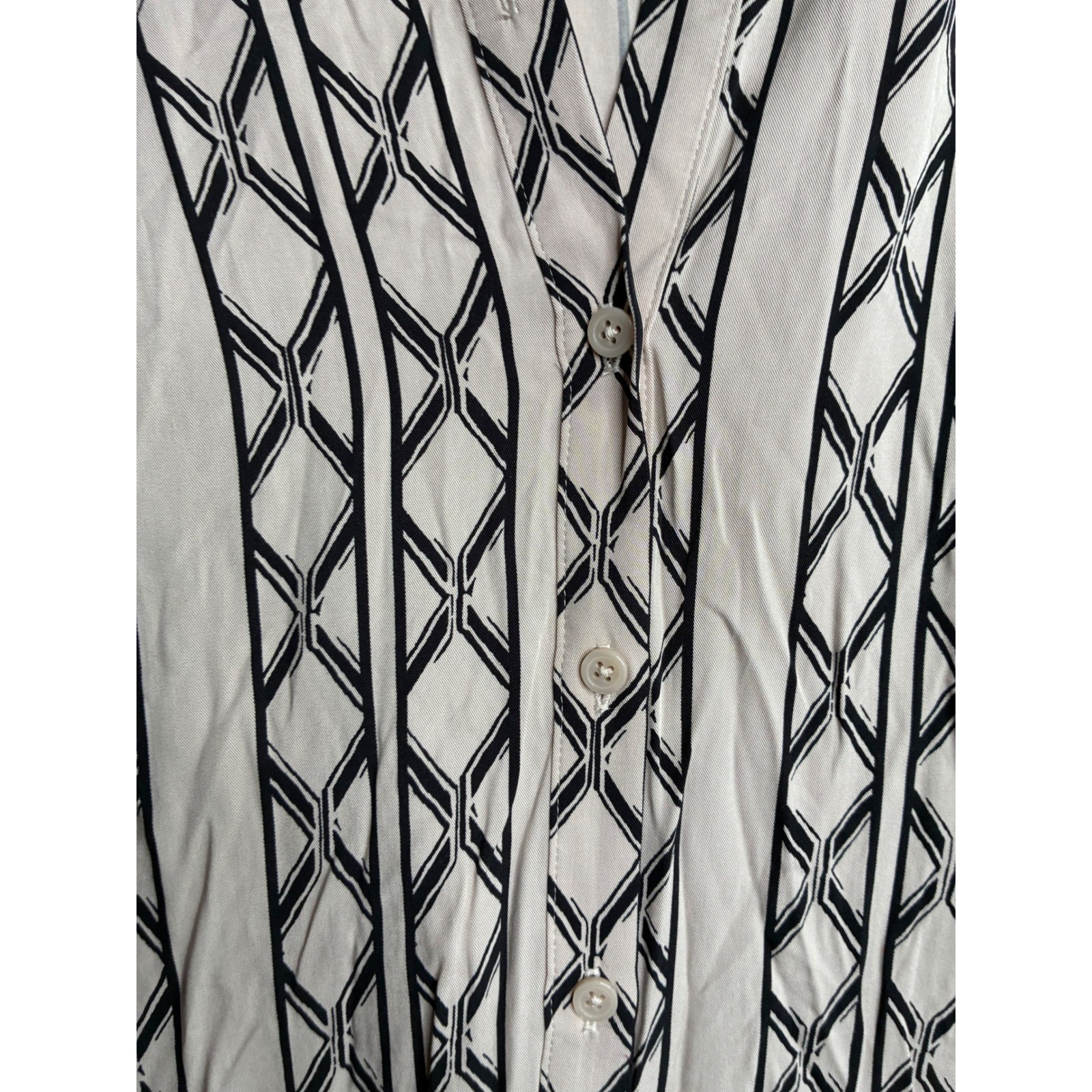 Chicos Sleeveless Silk Blend Geometric Stripe Button Front Shirt Dress womens 10