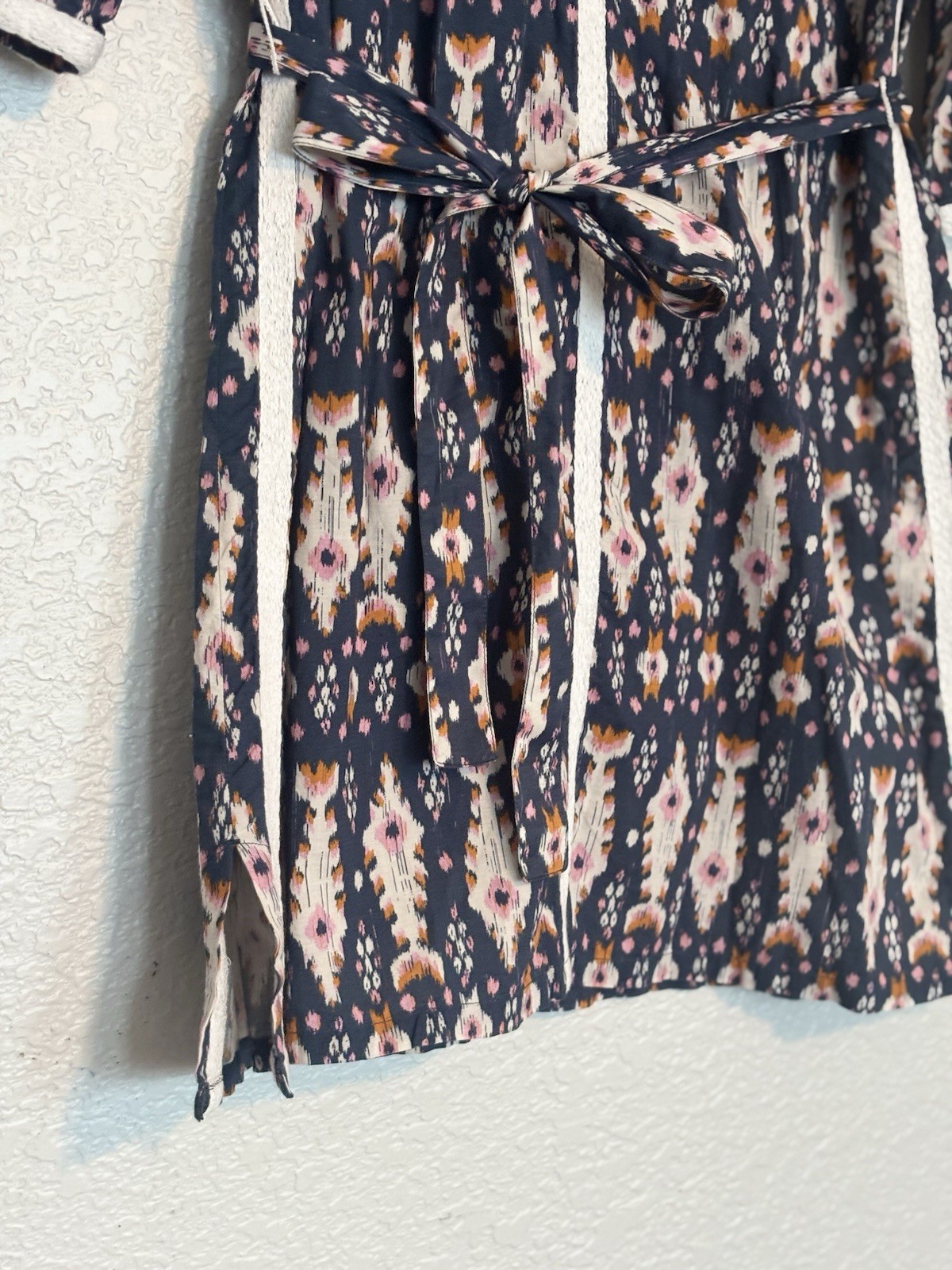 FIGUE Chic Patterned Mini Dress with Tassel Detail Women’s Size Small