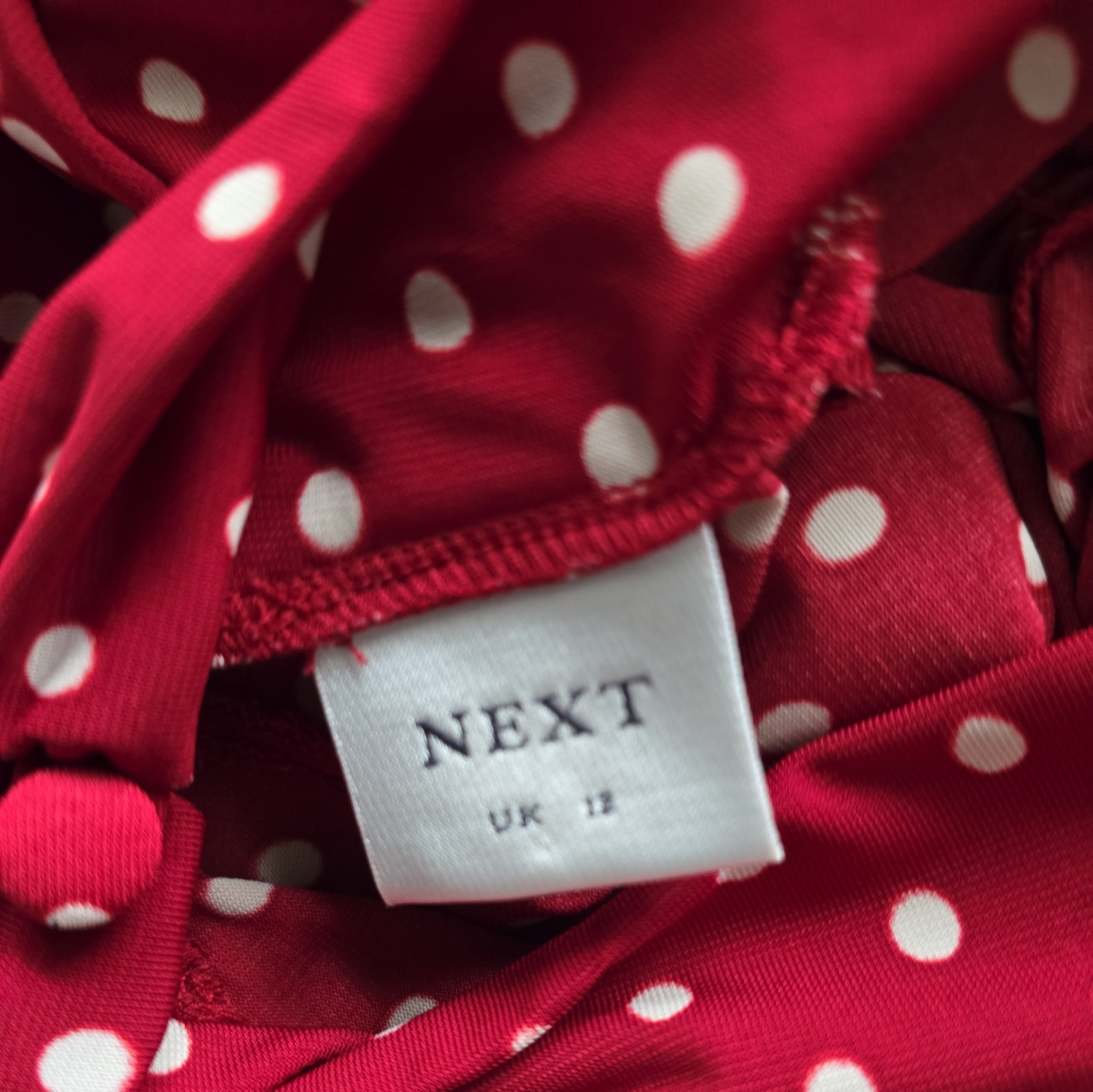 Vintage 1940s 1950s WW2 Style Red Cream Polka Dot Tea Dress Size 12 TWINWOOD