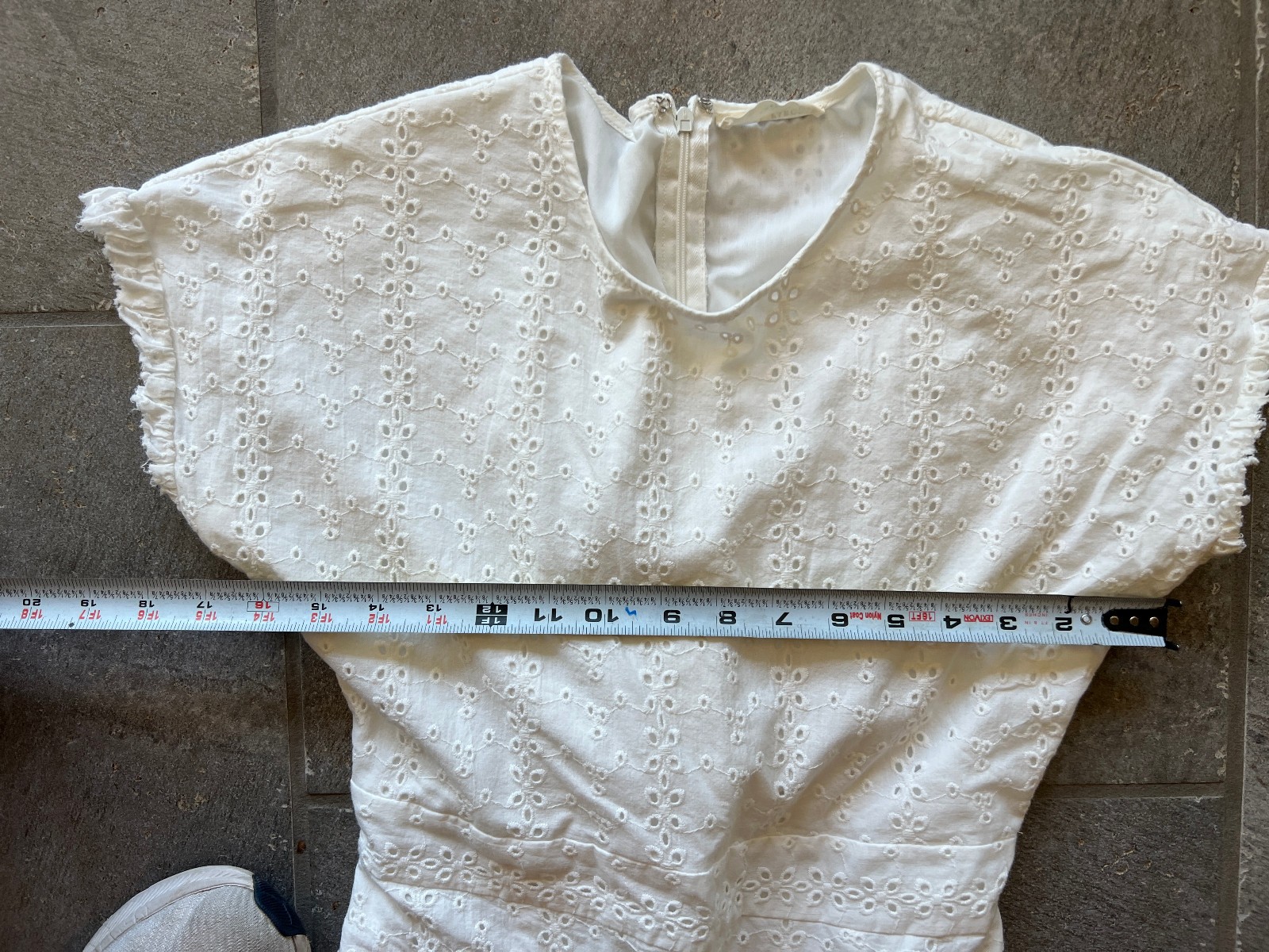 Rachel Parcell White Cotton Eyelet Midi Dress Ruffle Garden Wedding Cottage Smal
