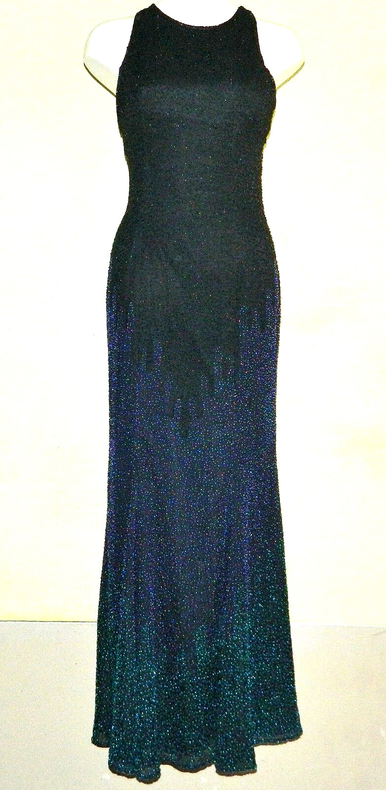 8 Cassandra Stone Formal Gown Glass Beads Black Purple Green Blue Celestial Deco