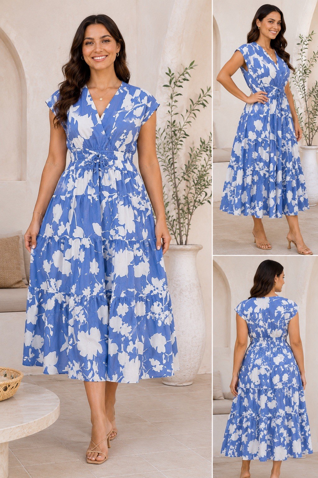 Nicole Miller blue midi dress 🦋 💙 size XL
