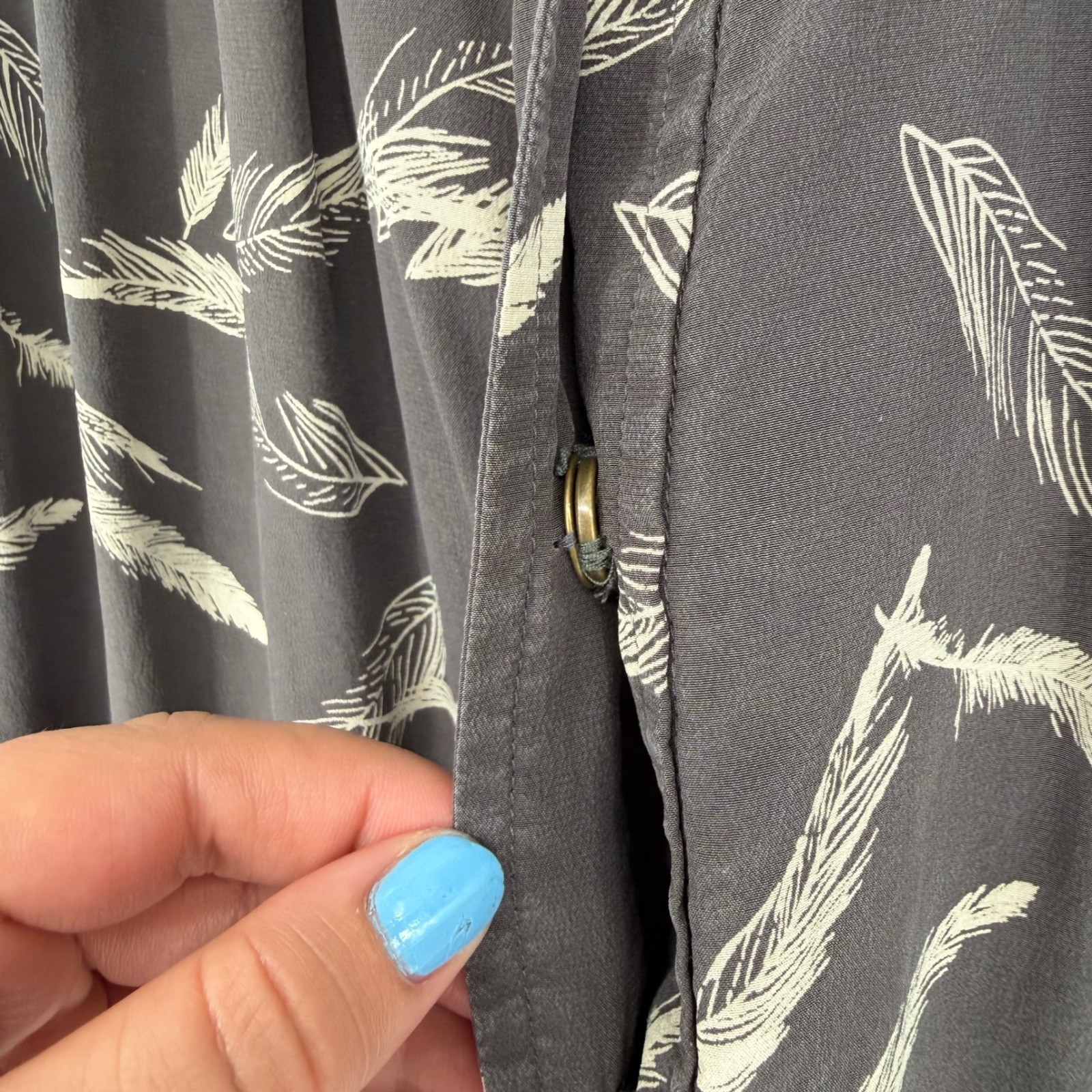 ULLA JOHNSON SILK MINI TUNIC DRESS SIZE 4 FEATHER PRINT BOHO CHIC – NOTE FLAW