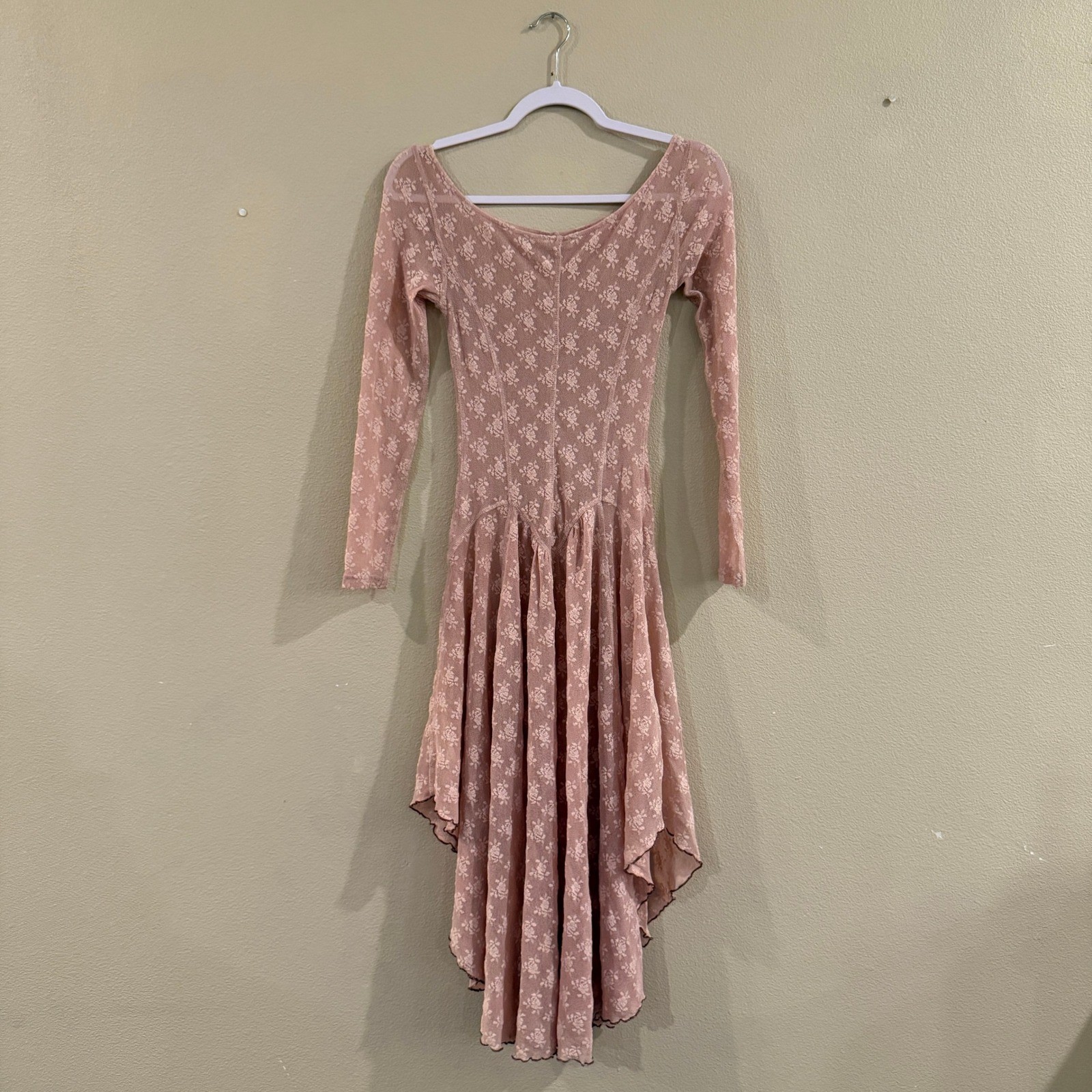 Intimately Free People Dial For Drama Slip Dress XS Pink Floral Lace Fairycore