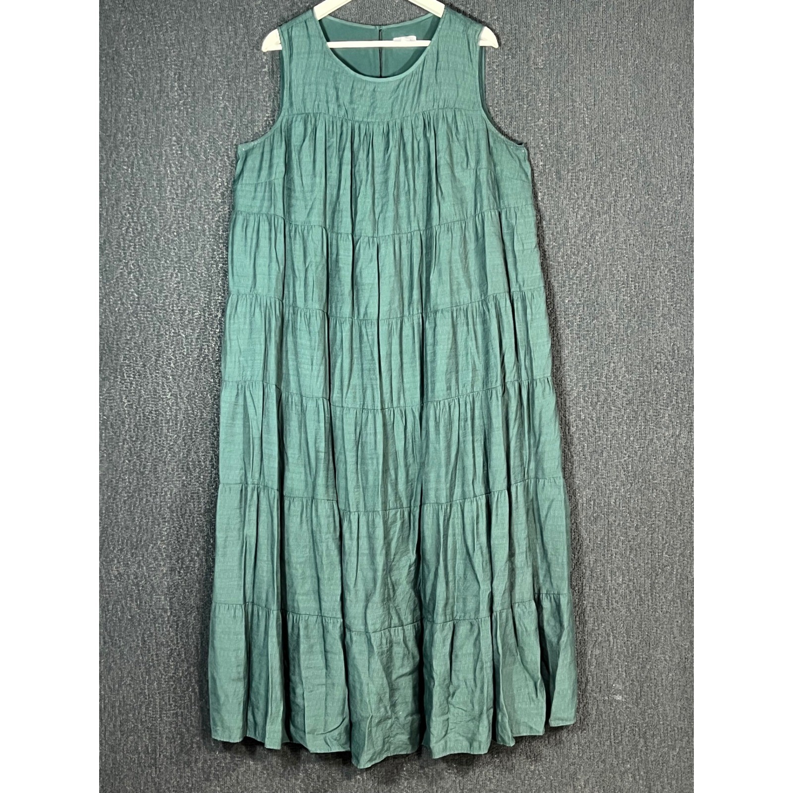 J. Jill Forest Green Tiered Sleeveless Maxi Dress 2X Plus Size Rayon Blend