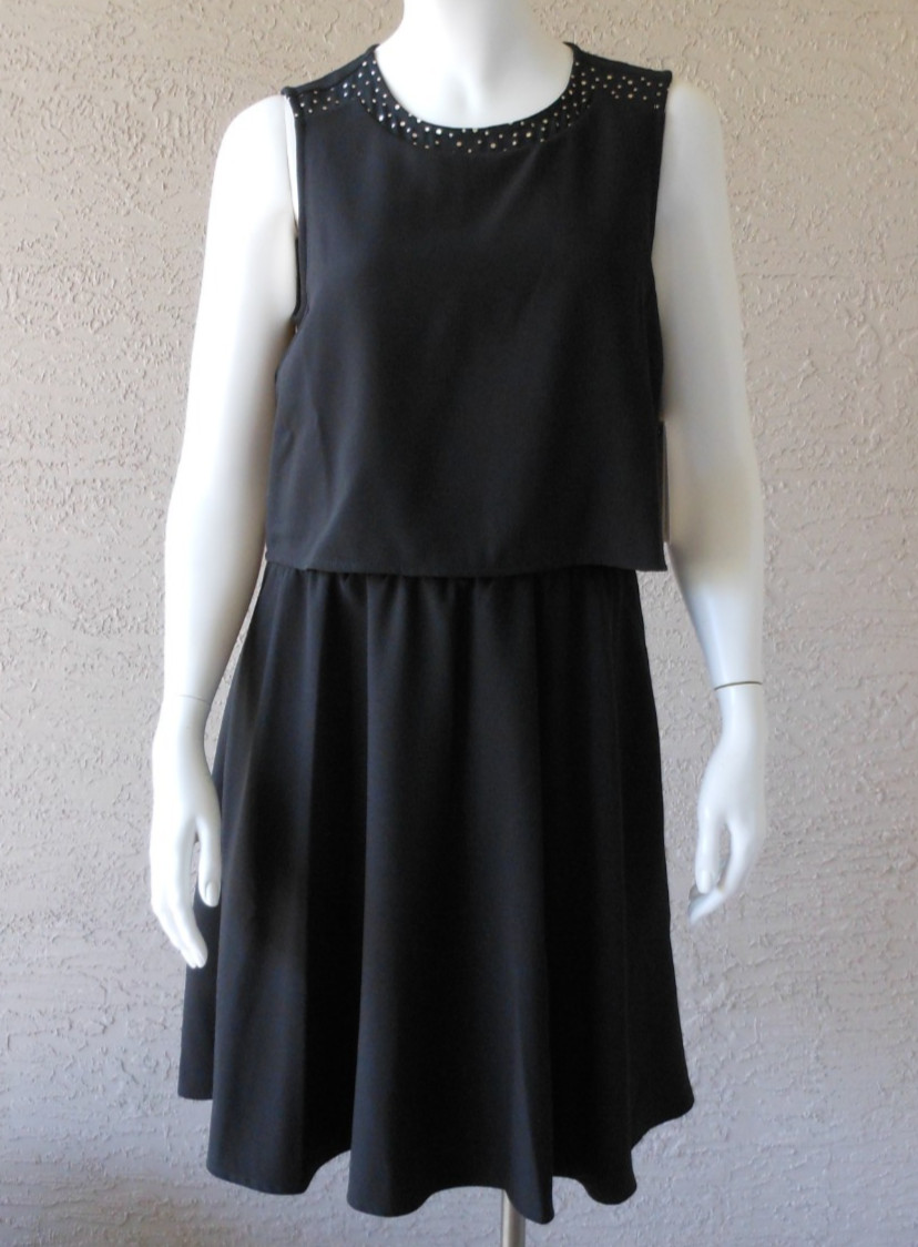 Cooper & Ella Size M Black Sleeveless Dress Pockets Size 8/10 Knee Length Lined