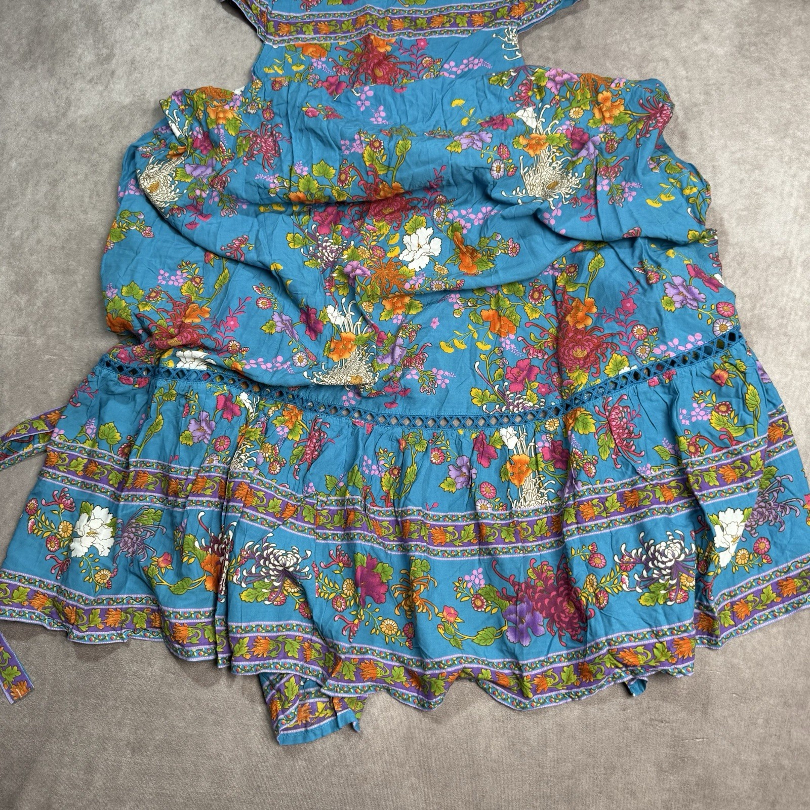 NWT Tulle & Batiste LOLA WRAP MAXI DRESS BLUE JEWEL Size XS Fairy Boho Floral