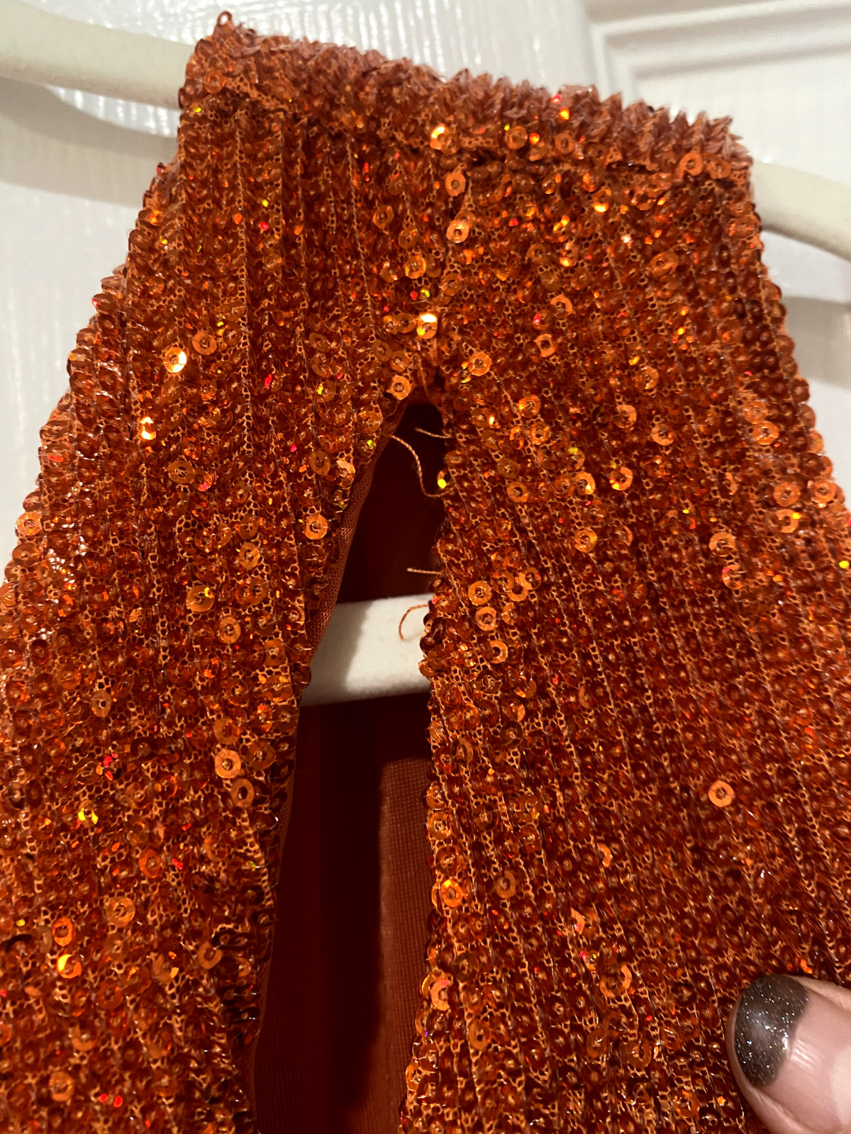 Lavish Alice – Pleated Sequin Cut Out Ruched Side Midi Dress in Orange (US 10)
